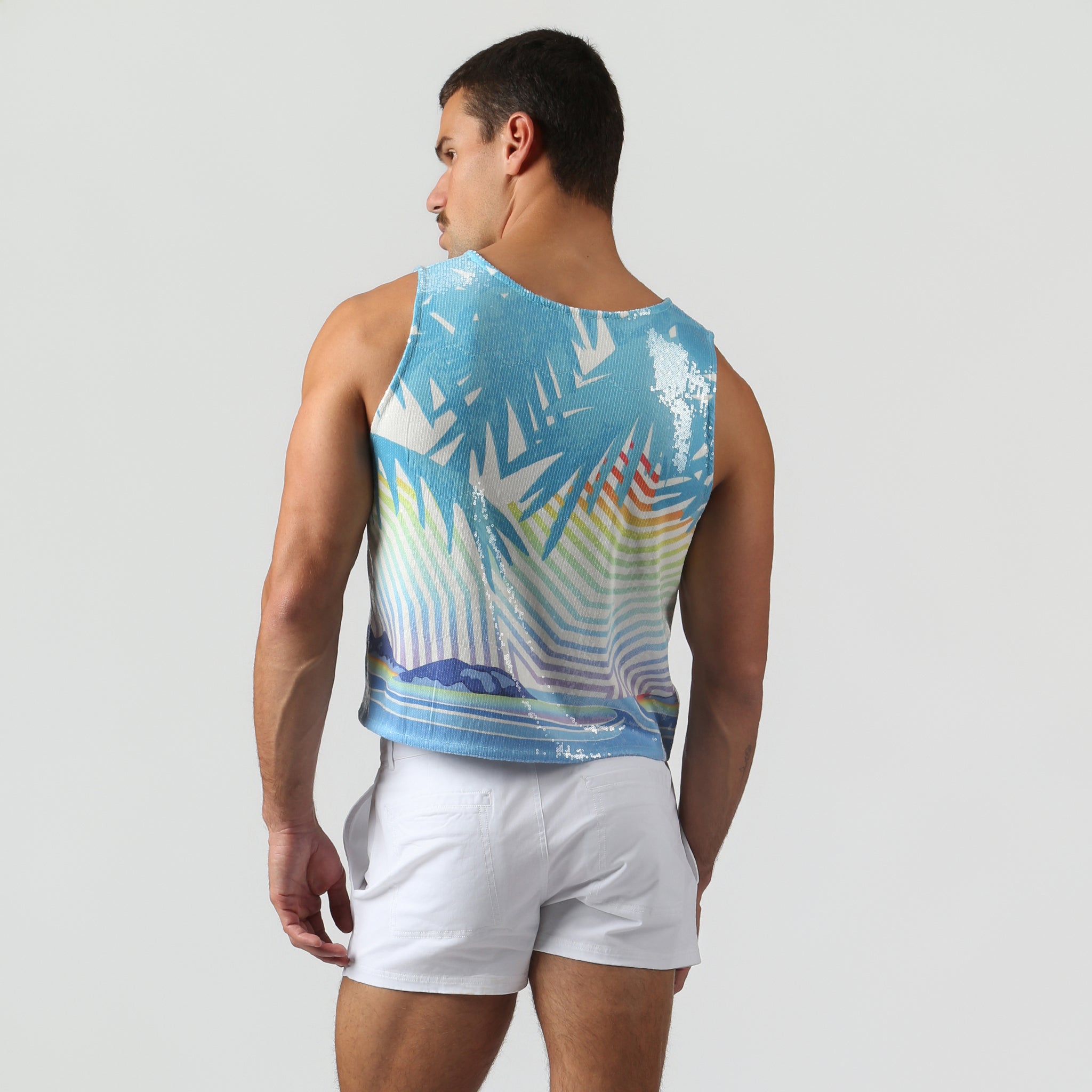 NEW- Azure Sequin Praia Muscle Tee