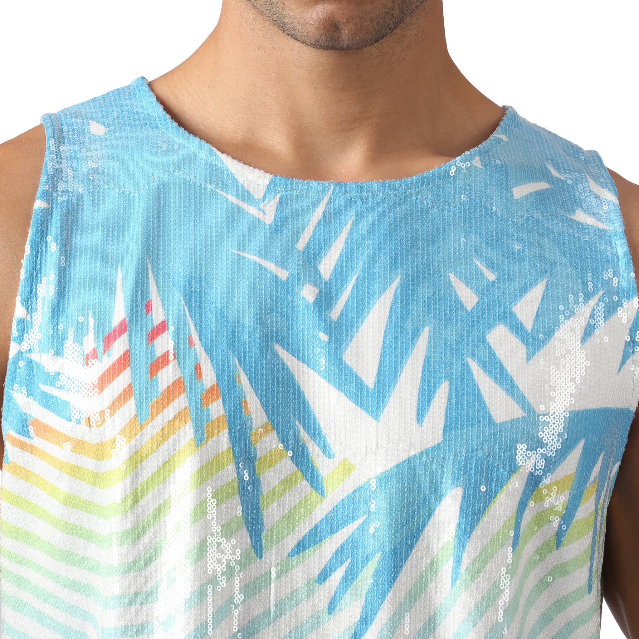 NEW- Azure Sequin Praia Muscle Tee