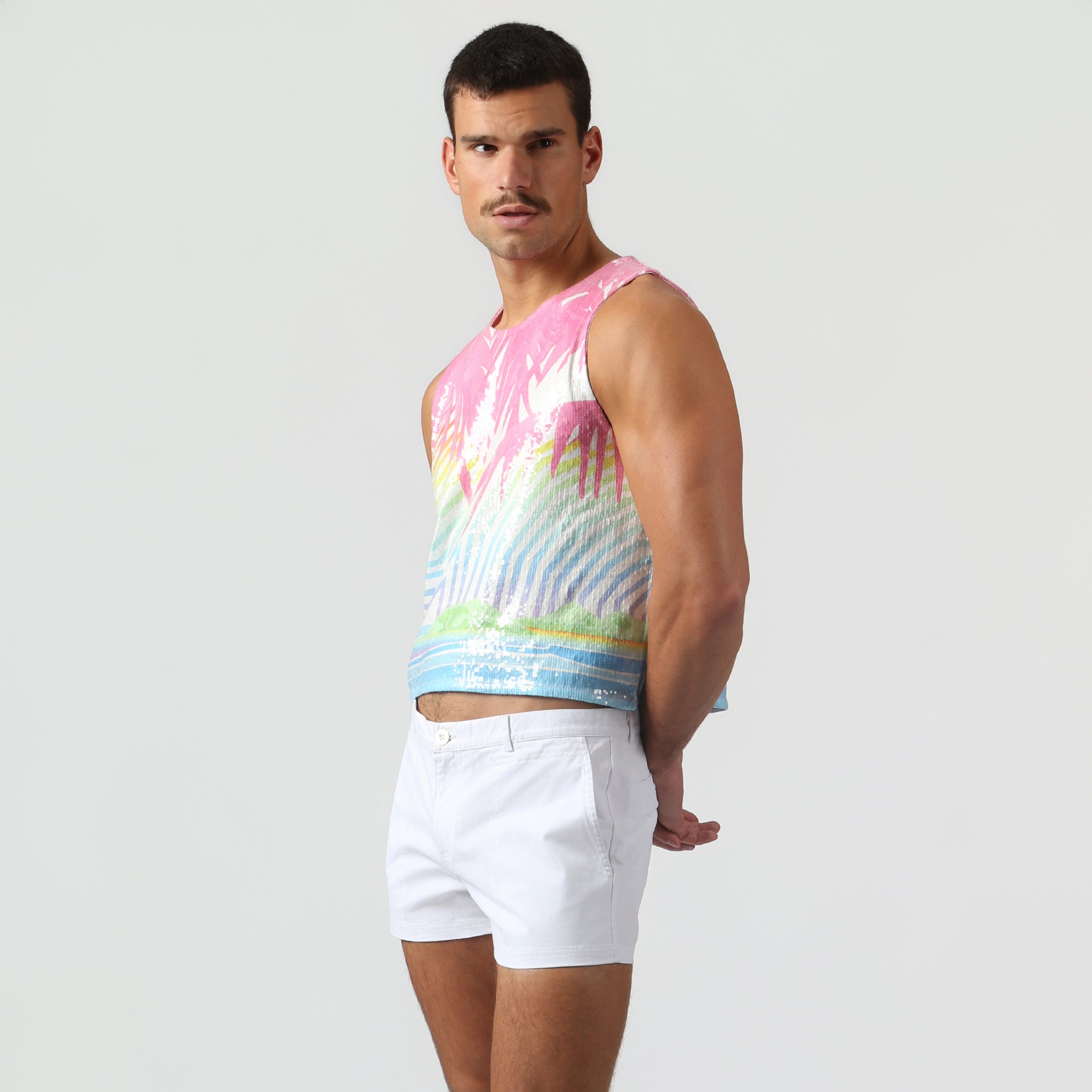 NEW- Candy Sequin Praia Muscle Tee