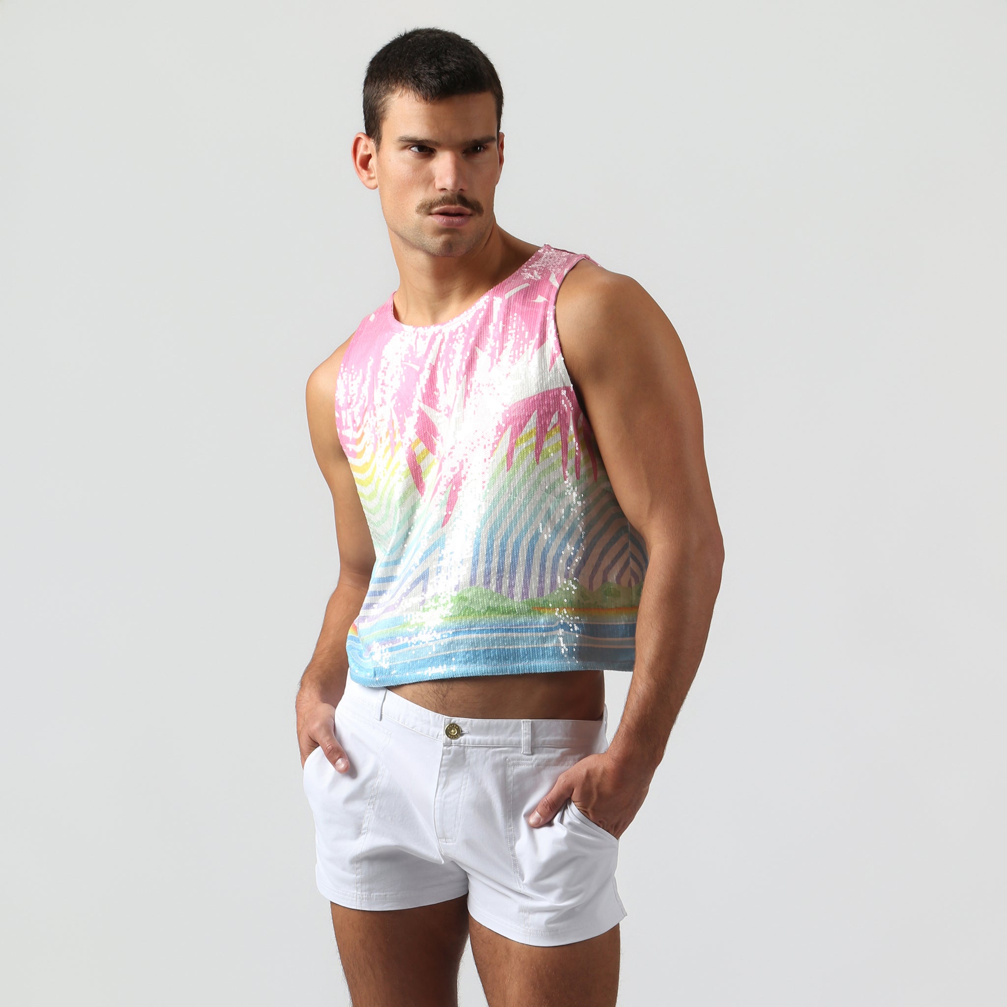NEW- Candy Sequin Praia Muscle Tee