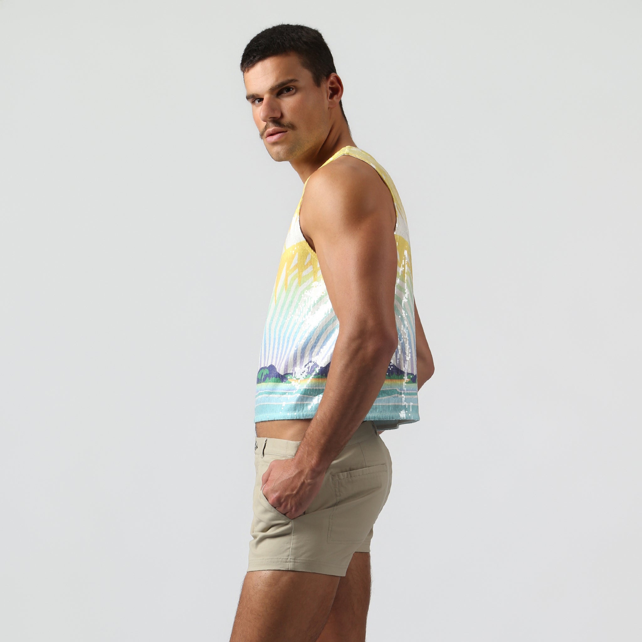 NEW- Sun Sequin Praia Muscle Tee