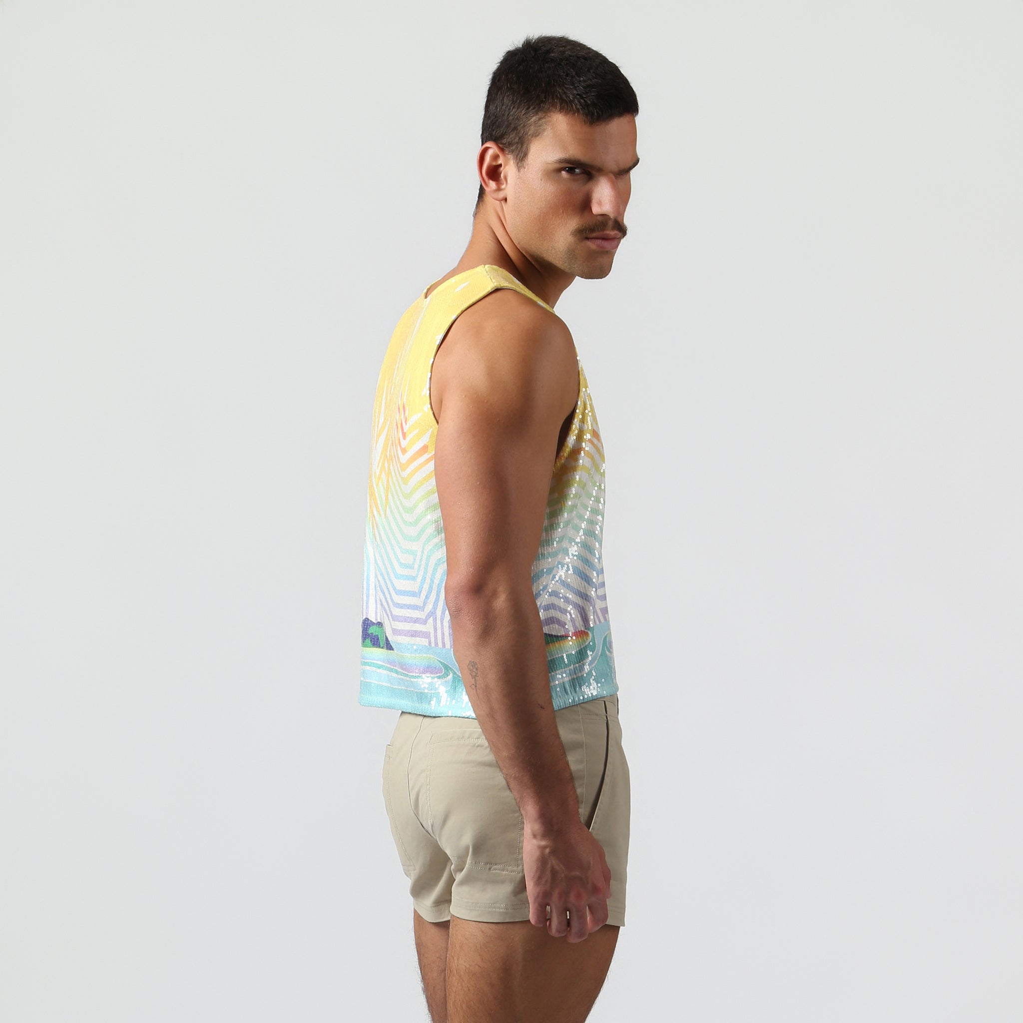 NEW- Sun Sequin Praia Muscle Tee