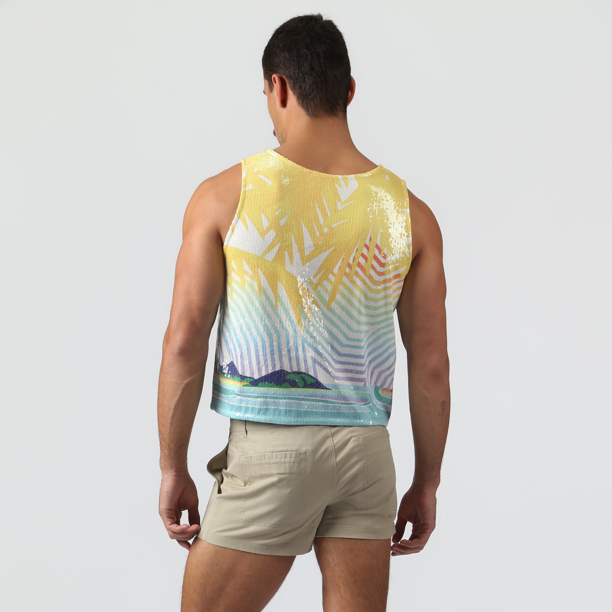 NEW- Sun Sequin Praia Muscle Tee