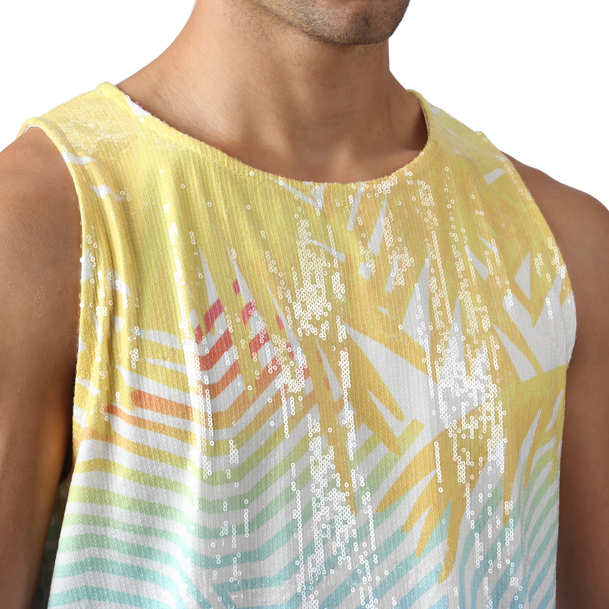 NEW- Sun Sequin Praia Muscle Tee