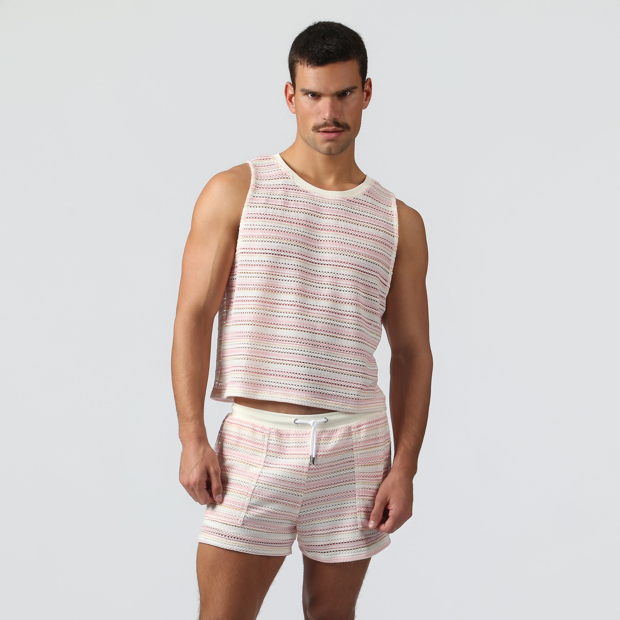 NEW- Blush Stripe Argento Knit Muscle Tee