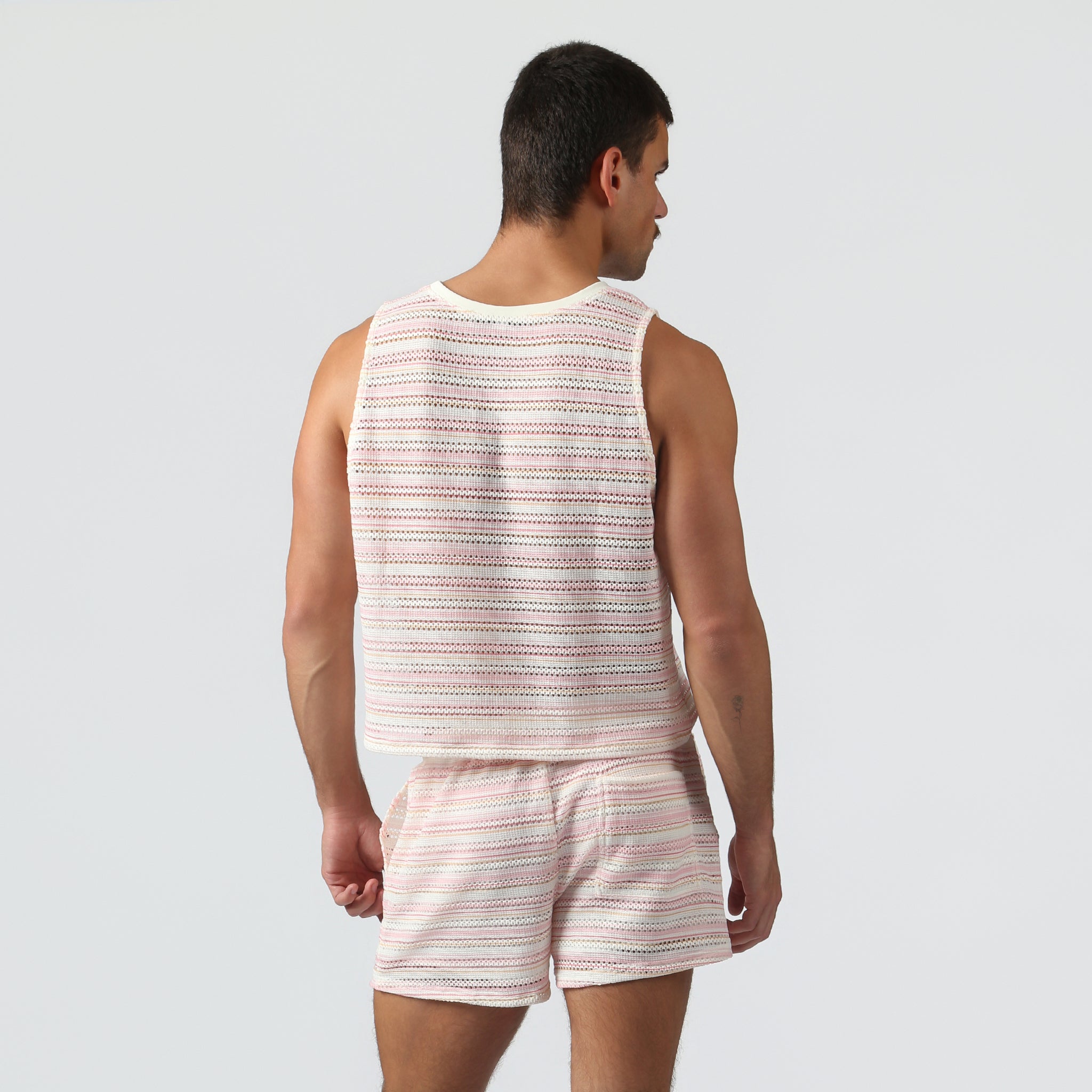 NEW- Blush Stripe Argento Knit Muscle Tee