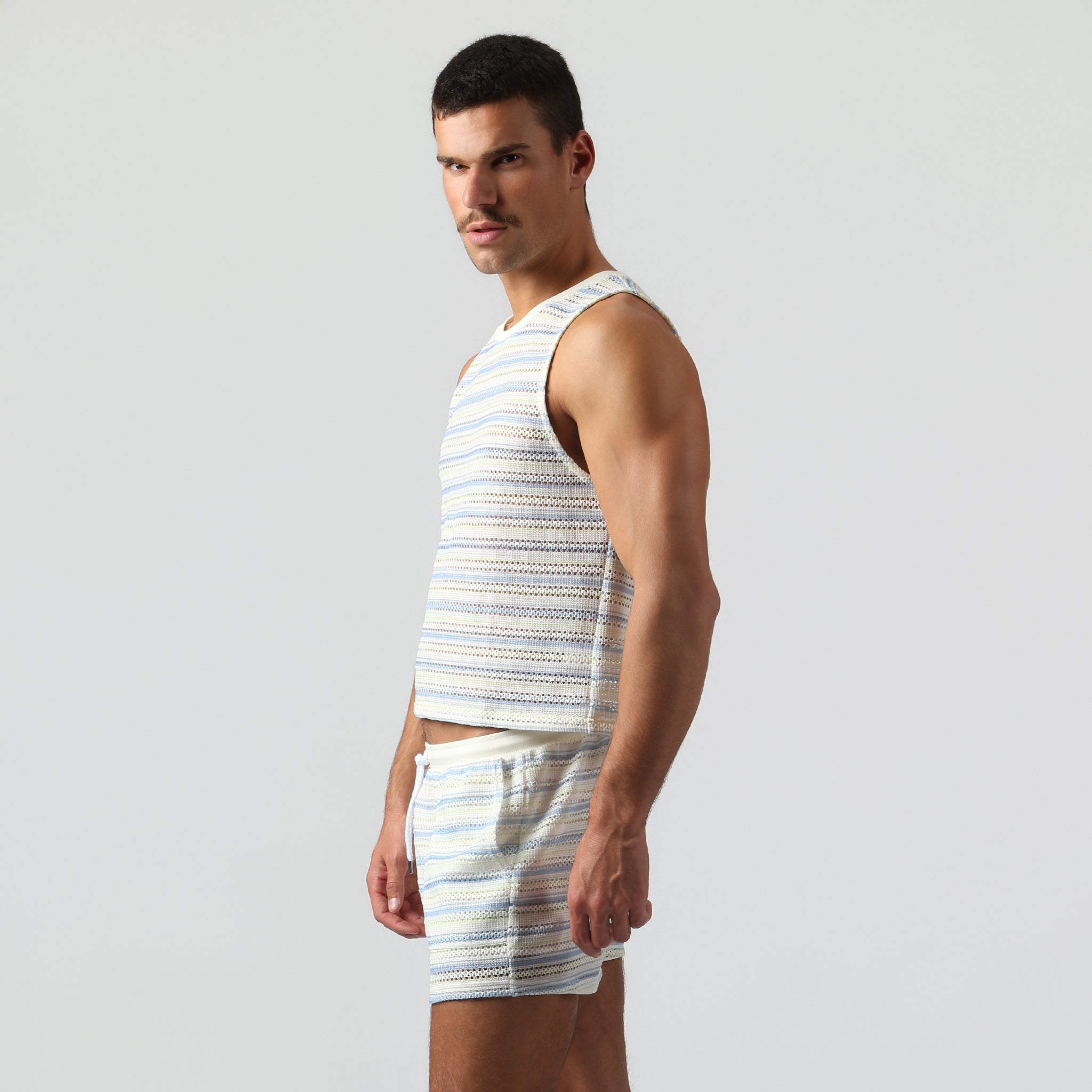 NEW- Ice Stripe Argento Knit Muscle Tee