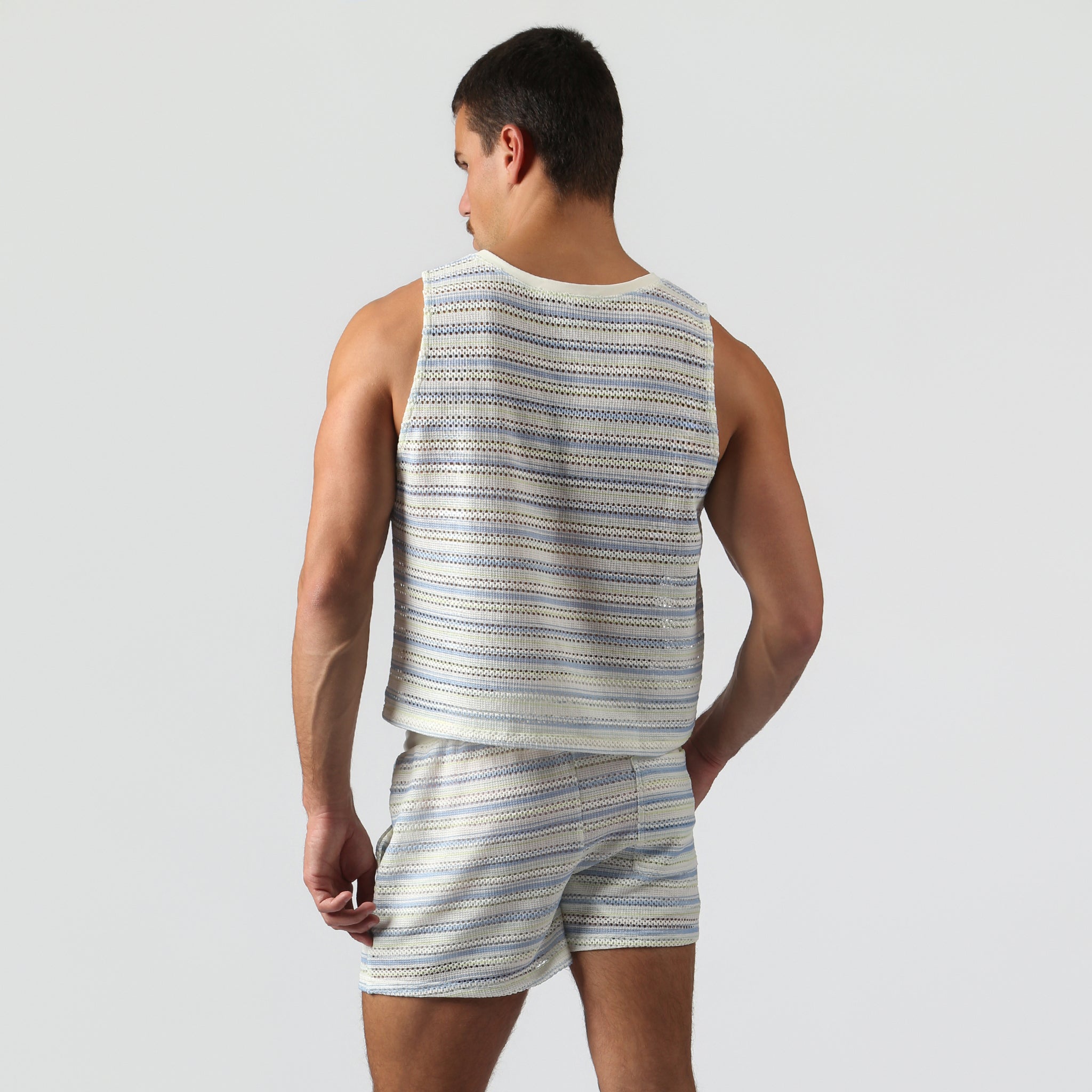 NEW- Ice Stripe Argento Knit Muscle Tee