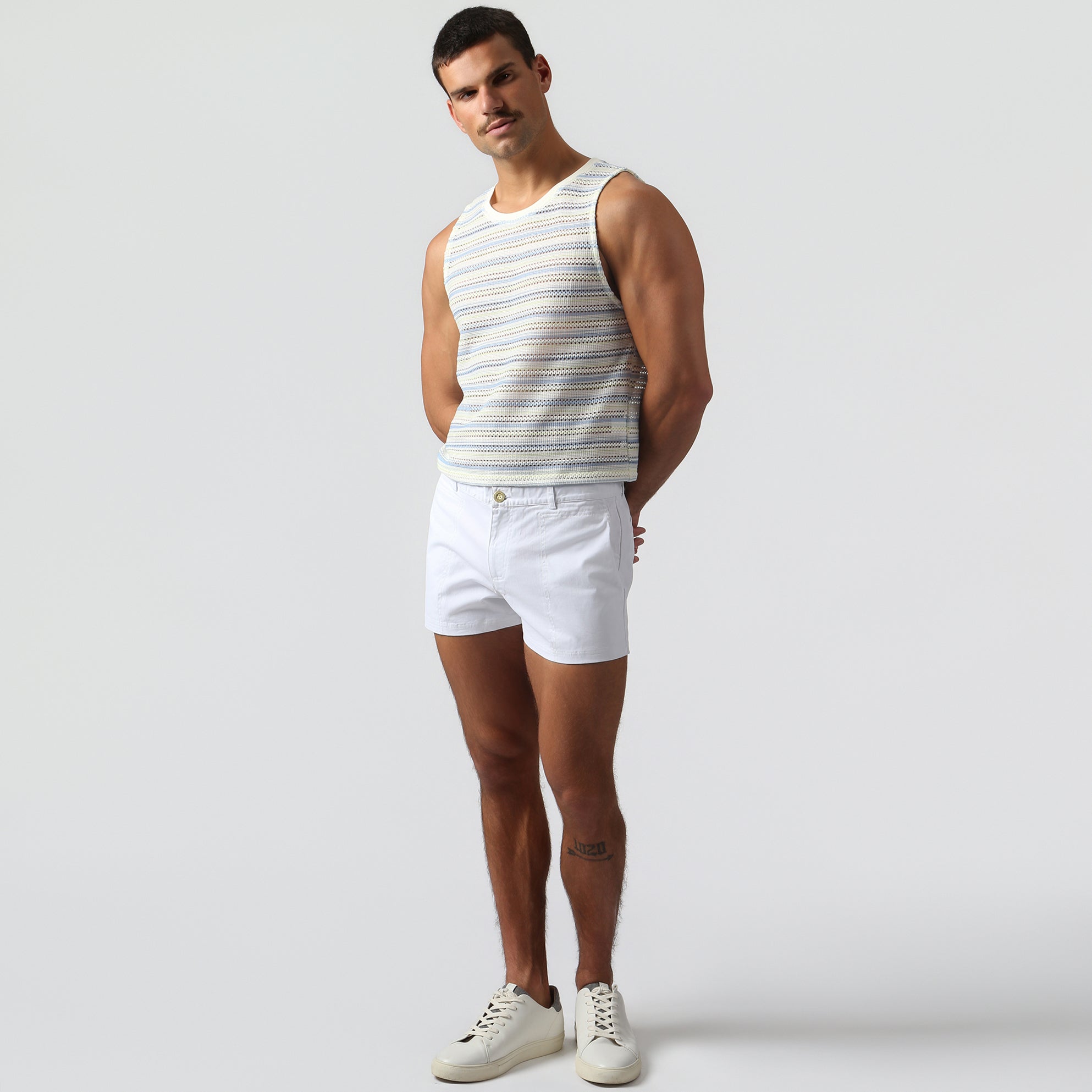 NEW- Ice Stripe Argento Knit Muscle Tee