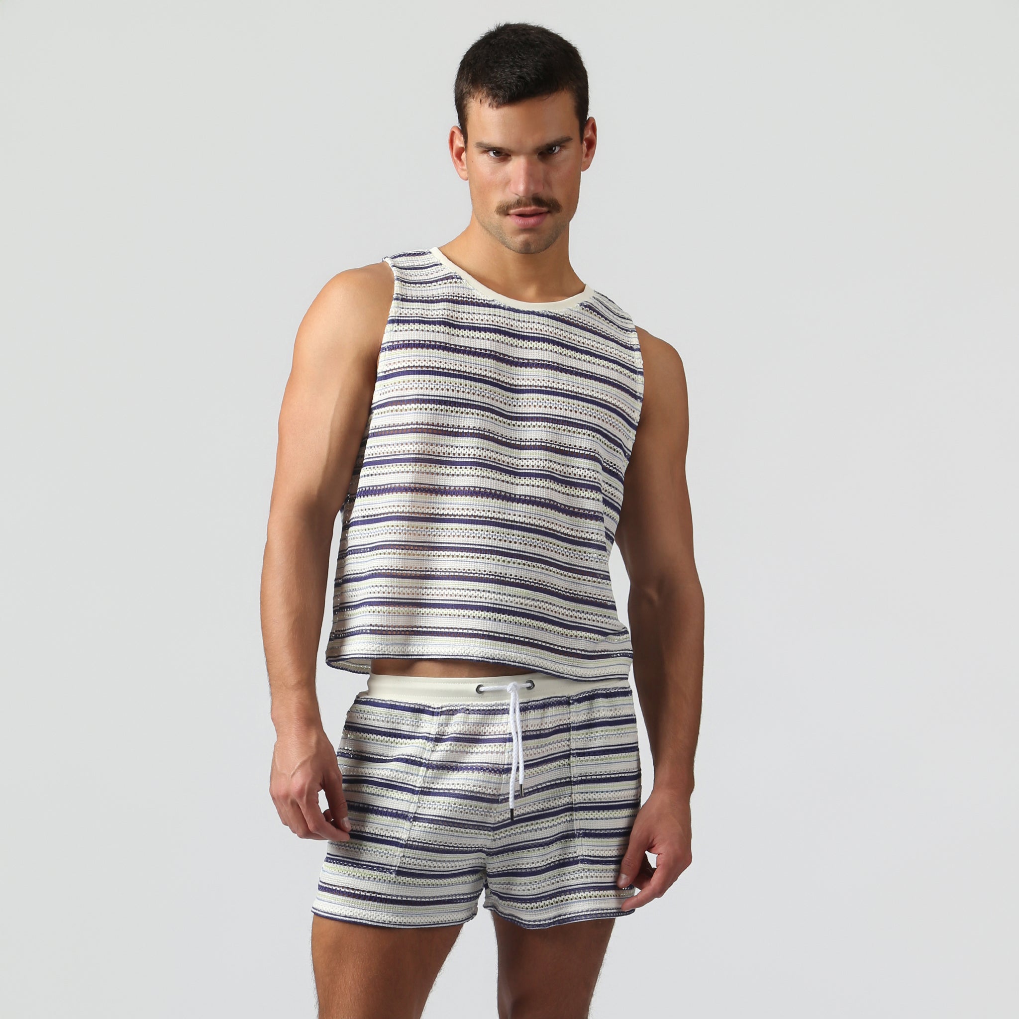 NEW- Marine Stripe Argento Knit Muscle Tee