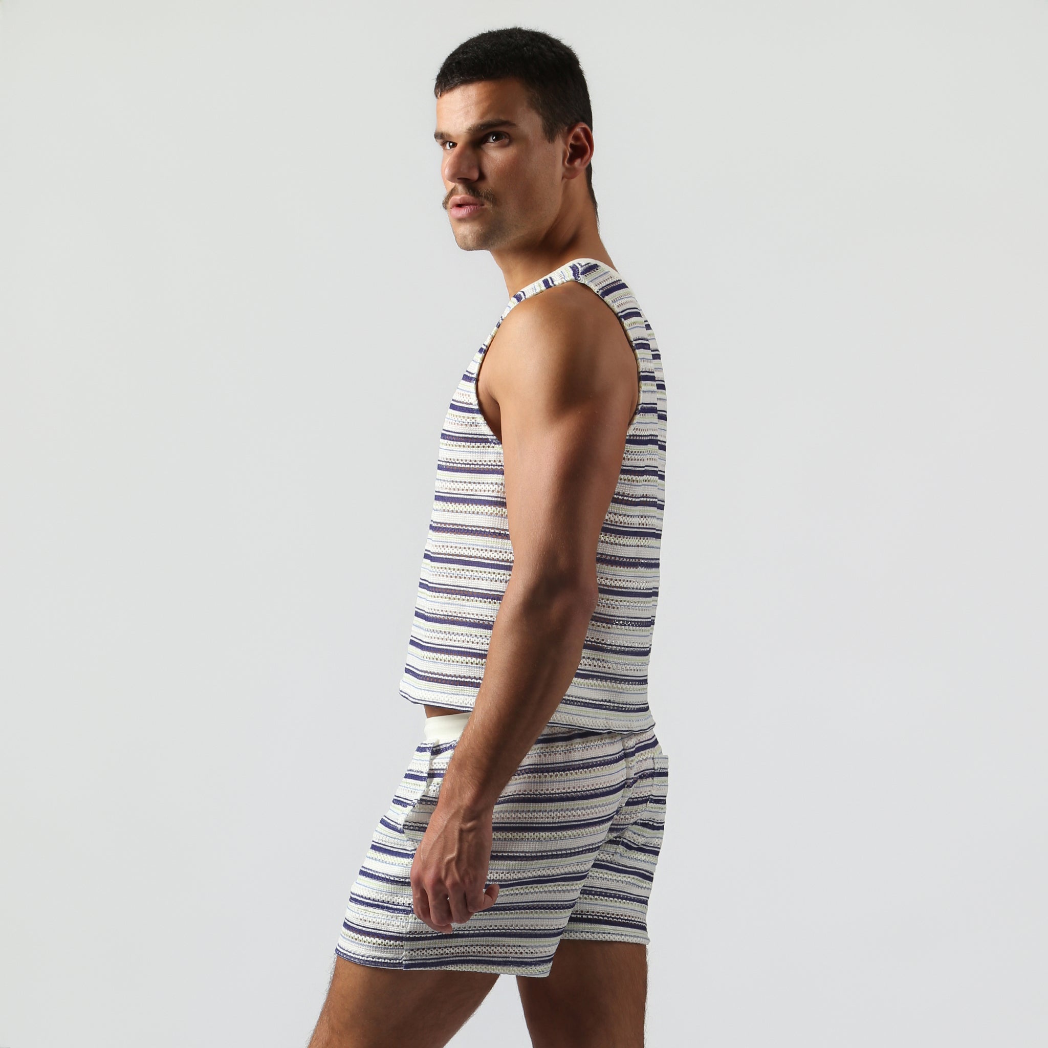 NEW- Marine Stripe Argento Knit Muscle Tee