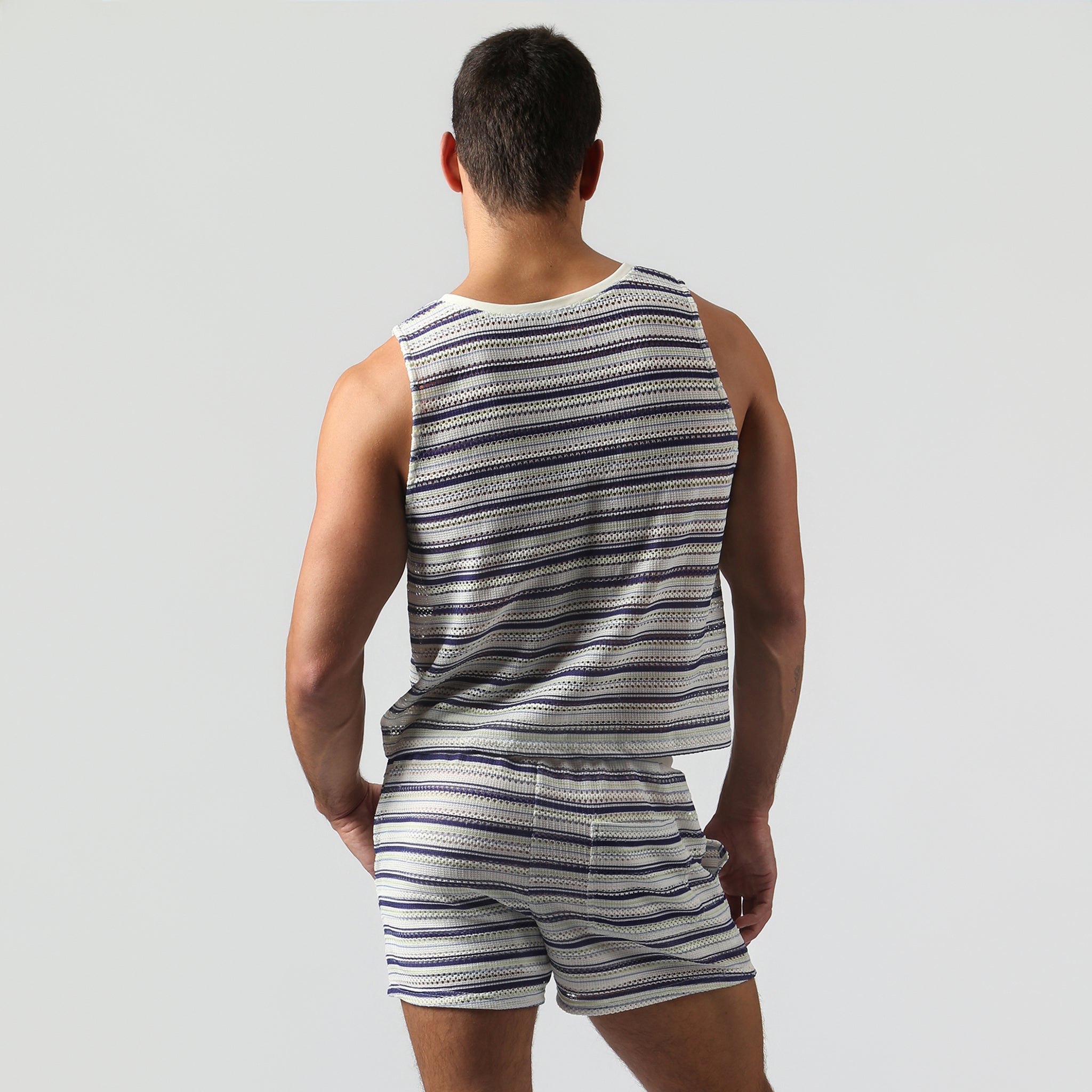 NEW- Marine Stripe Argento Knit Muscle Tee
