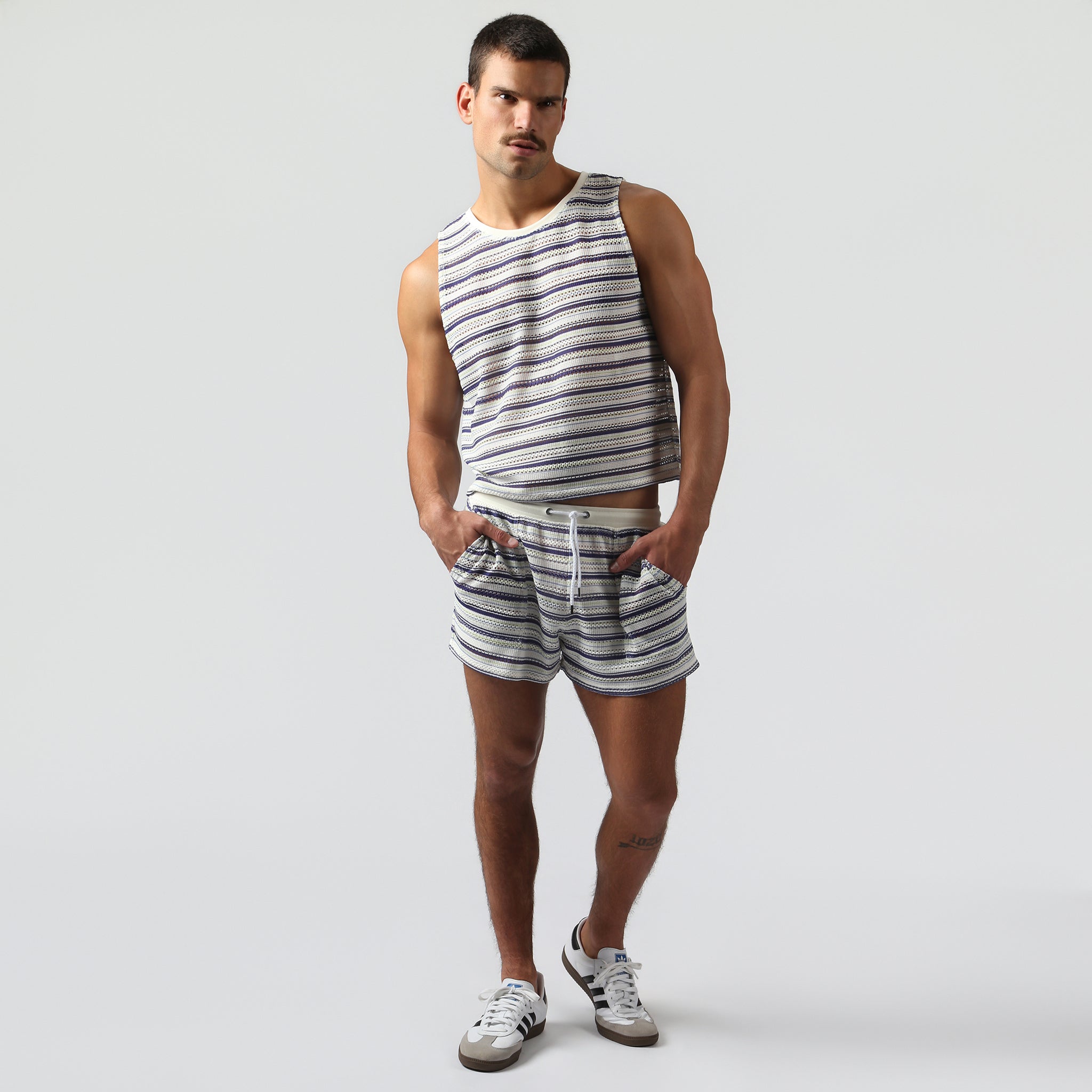 NEW- Marine Stripe Argento Knit Muscle Tee