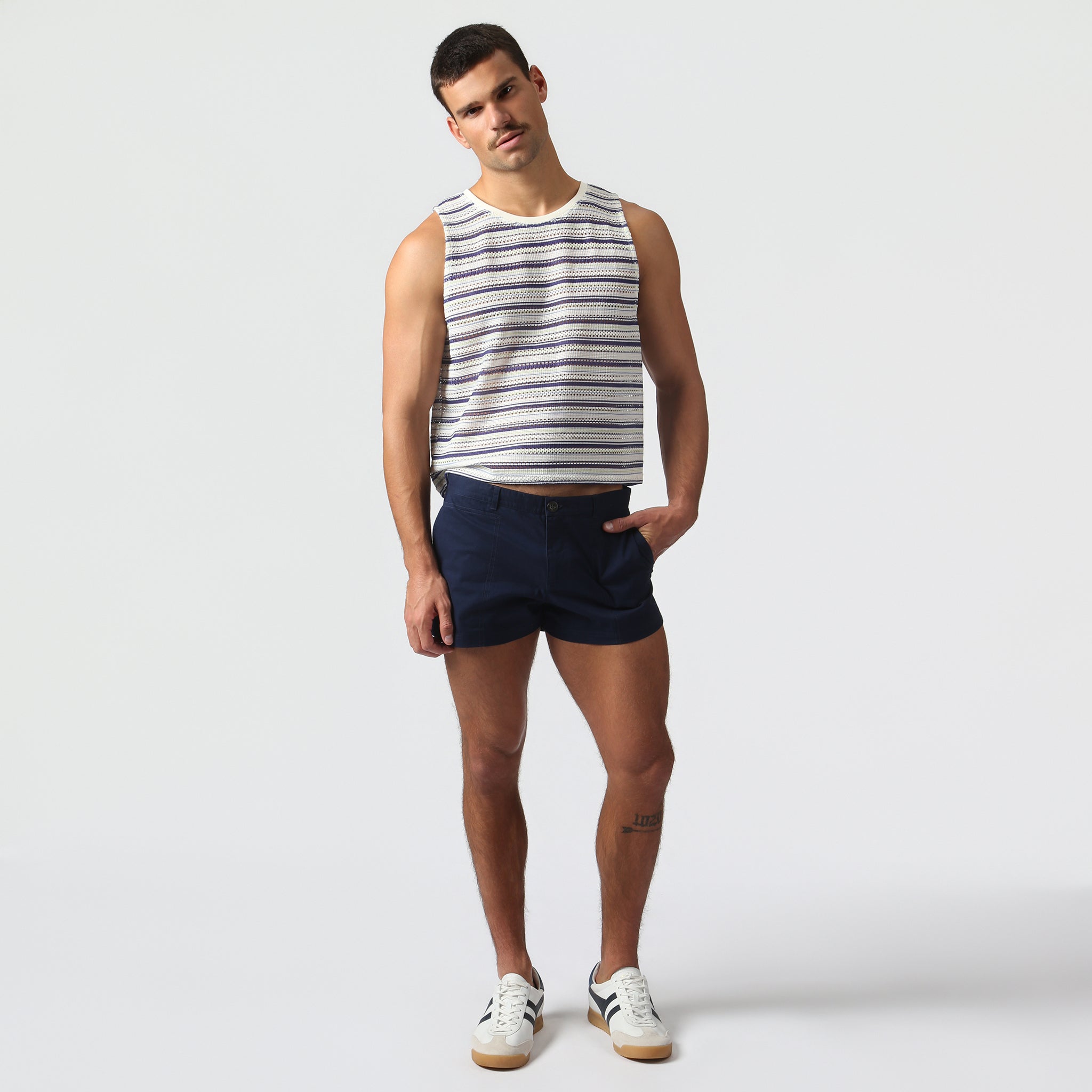 NEW- Marine Stripe Argento Knit Muscle Tee