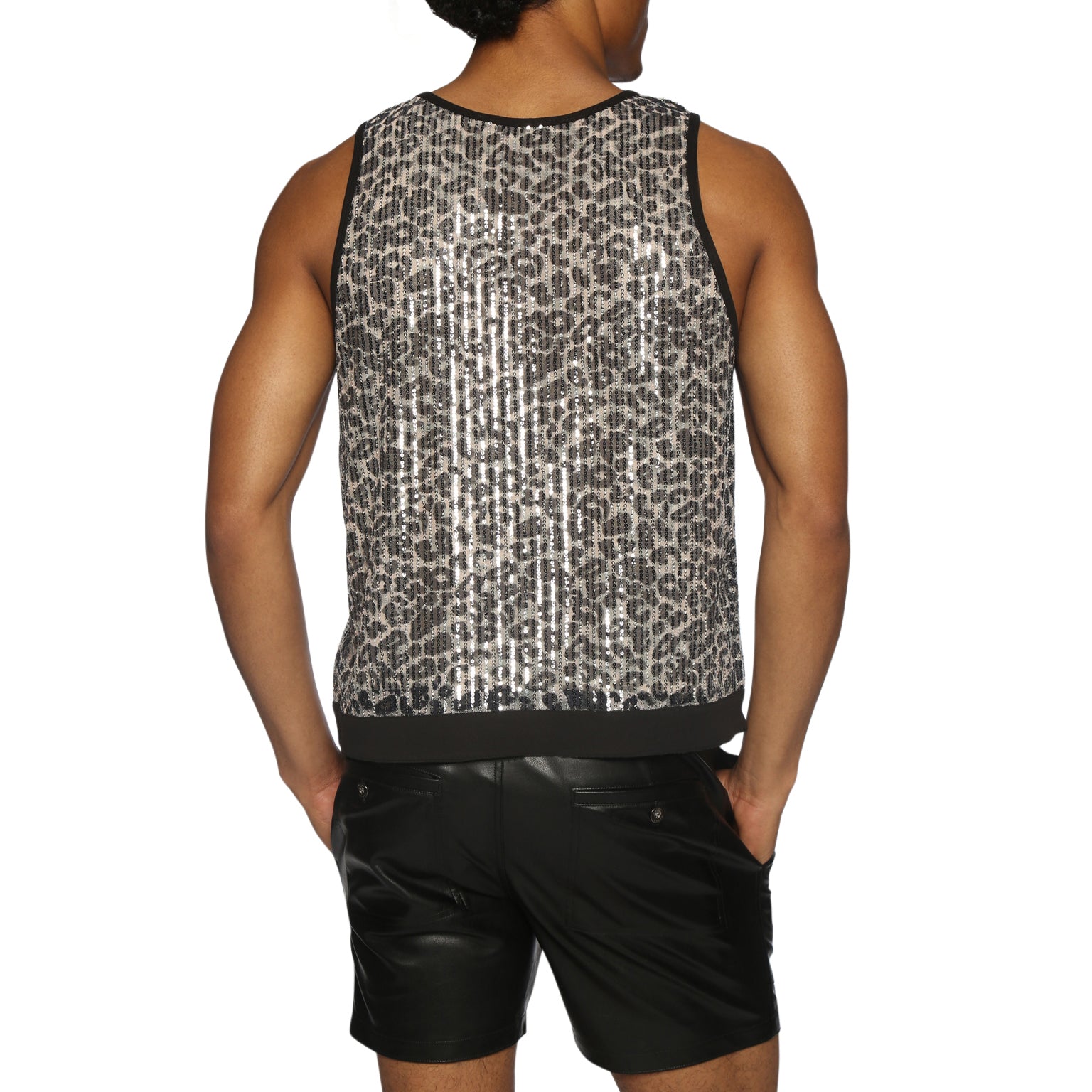 NEW ARRIVAL- Onyx Cheetah Sequin Muscle Tee