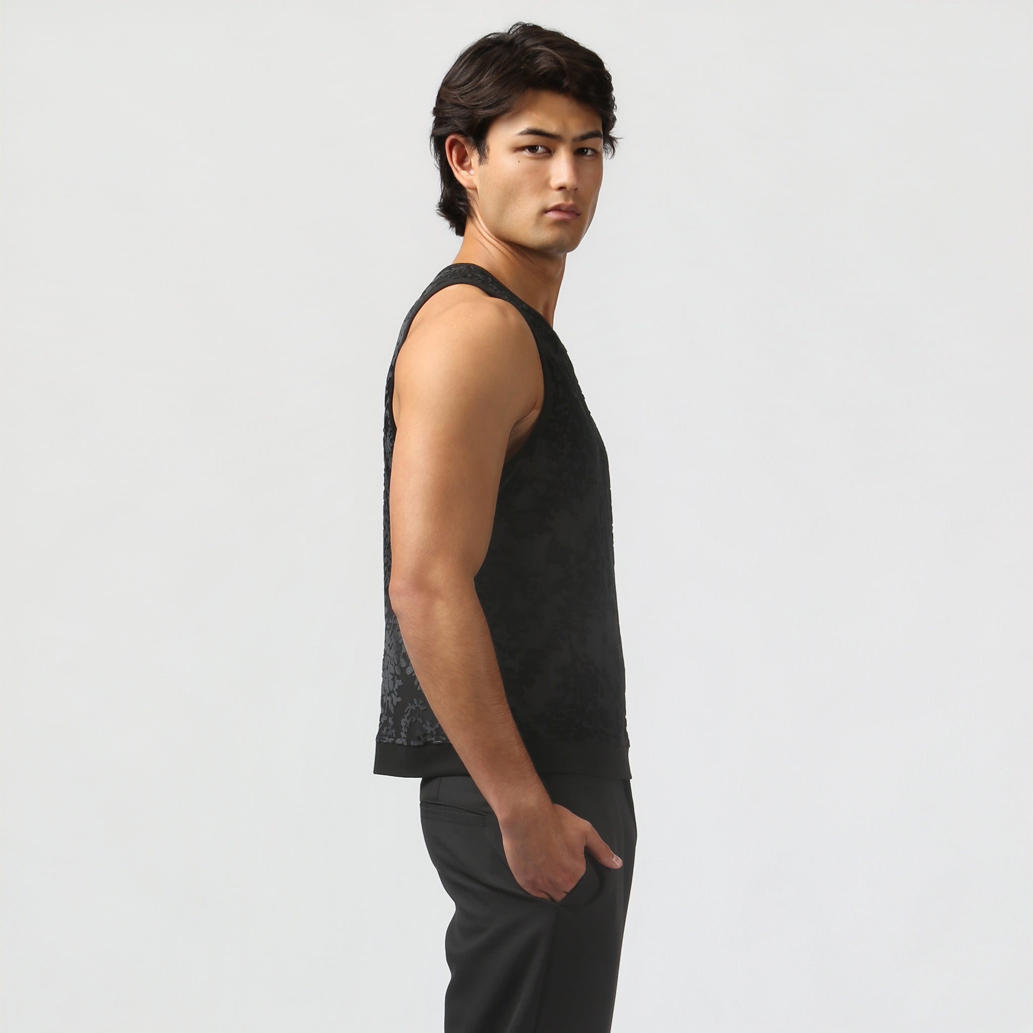 NEW- Black Heath Velvet Muscle Tee