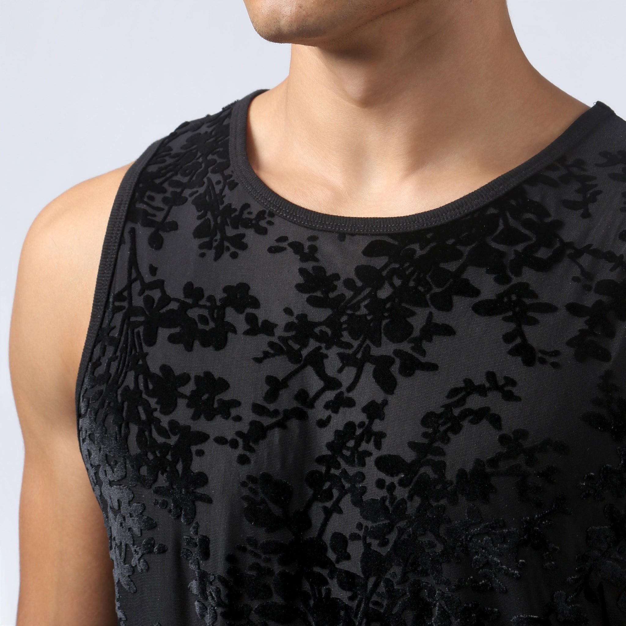 NEW- Black Heath Velvet Muscle Tee