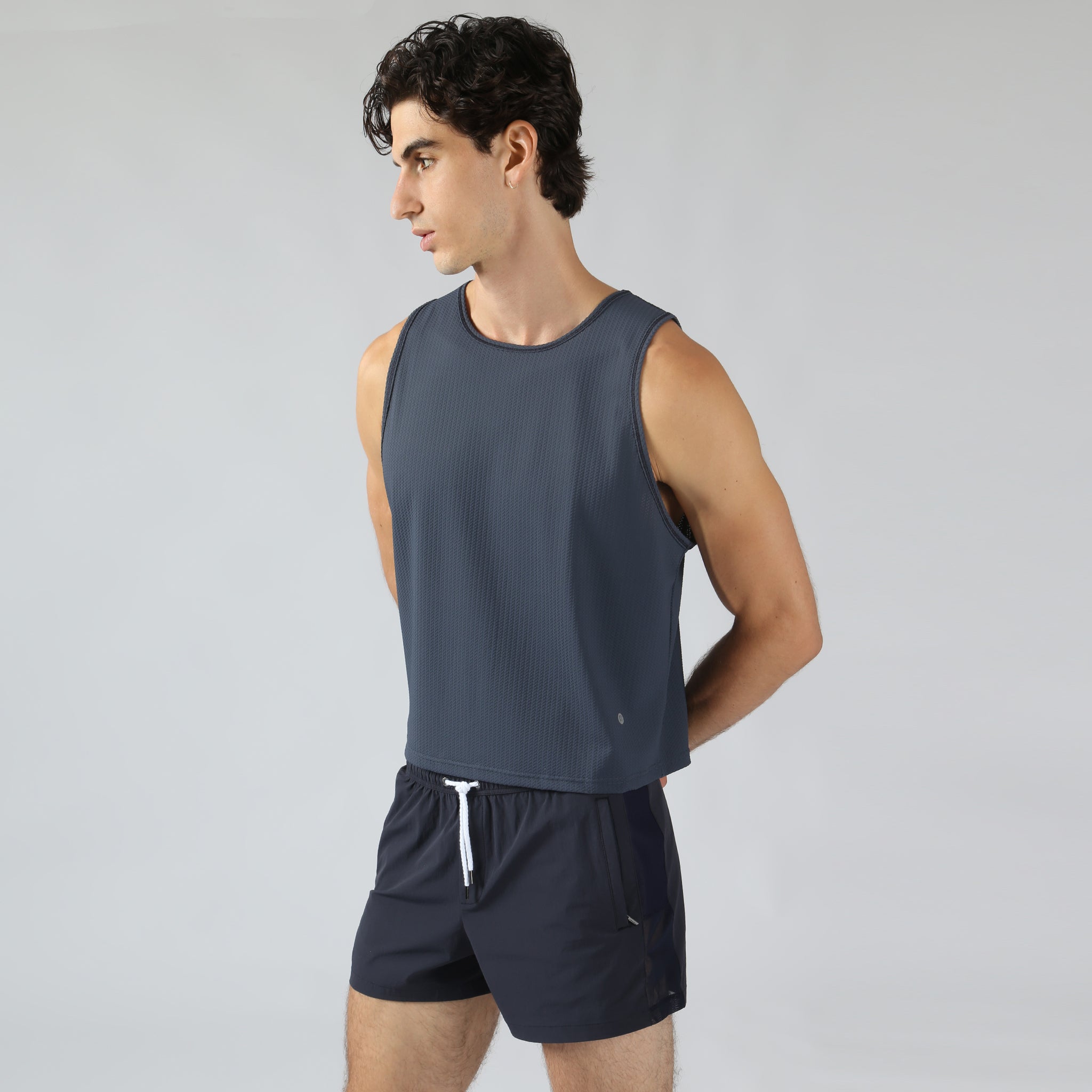 ACTIONWEAR Smoke Blue Strata Flex Muscle Tee