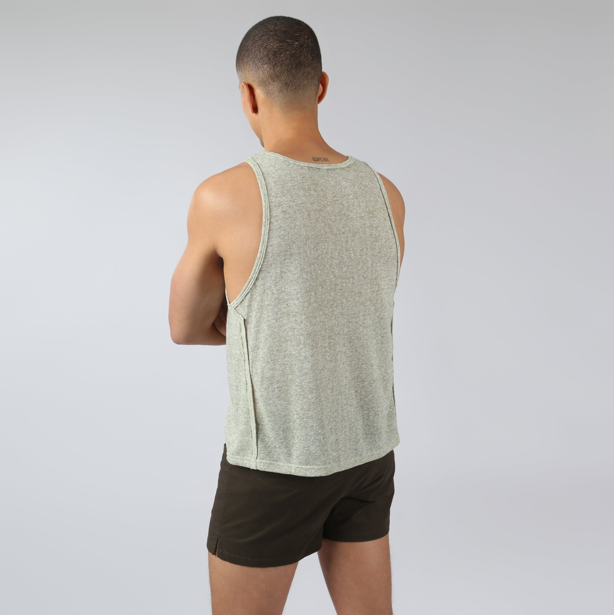 NEW- Sea Grass Driftstone Linen Muscle Tee