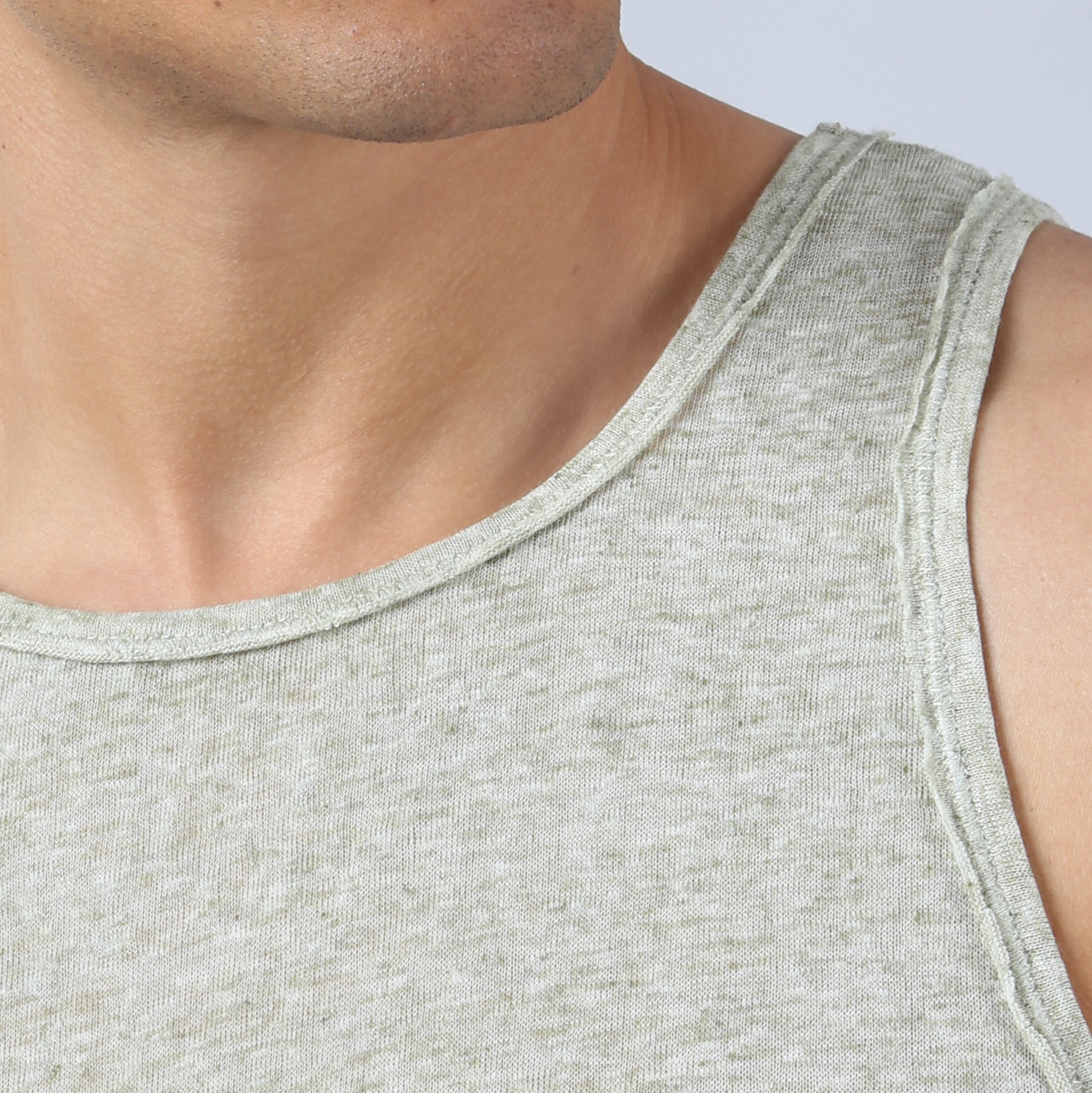 NEW- Sea Grass Driftstone Linen Muscle Tee