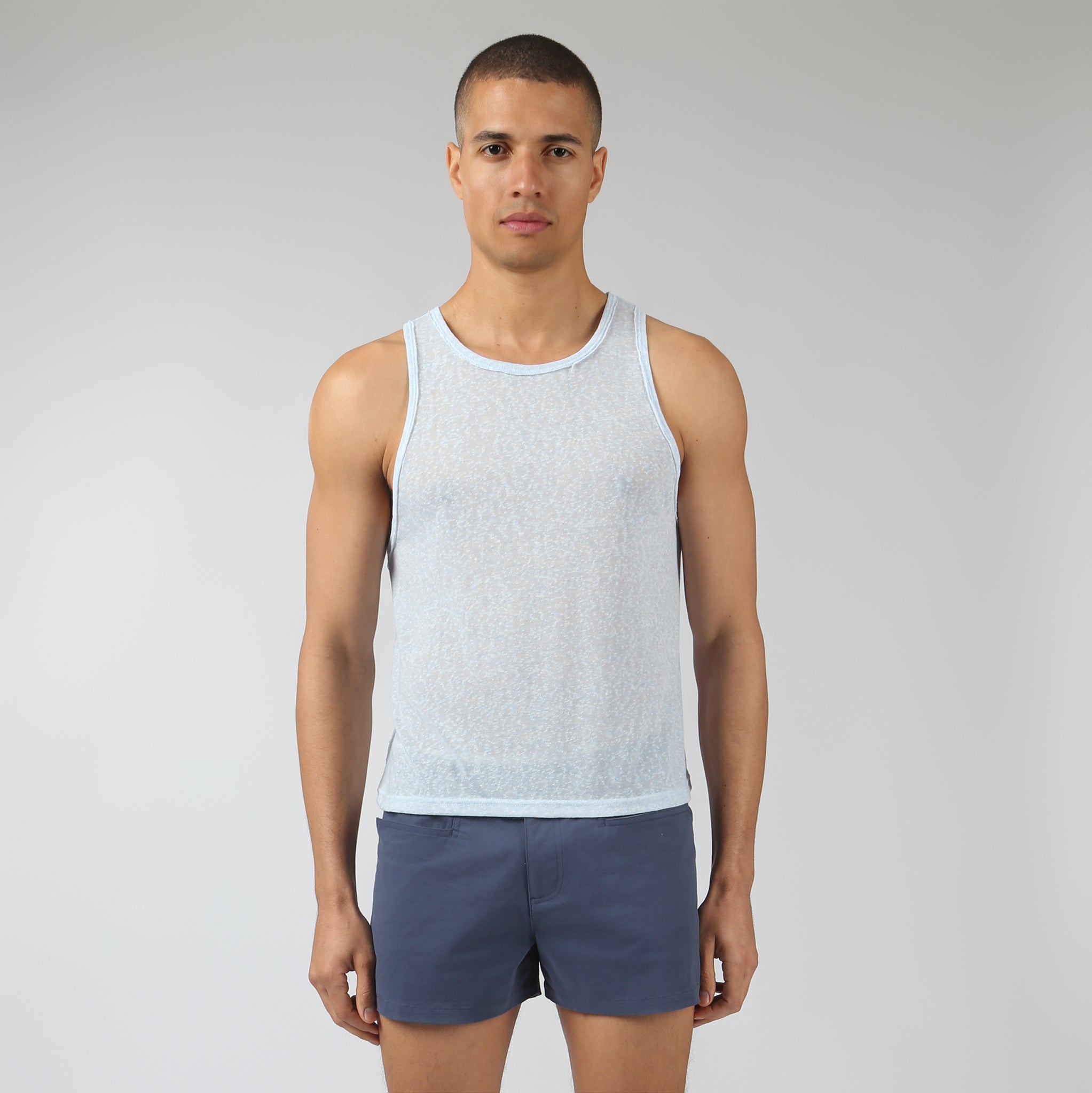 NEW- Sky Driftstone Linen Muscle Tee