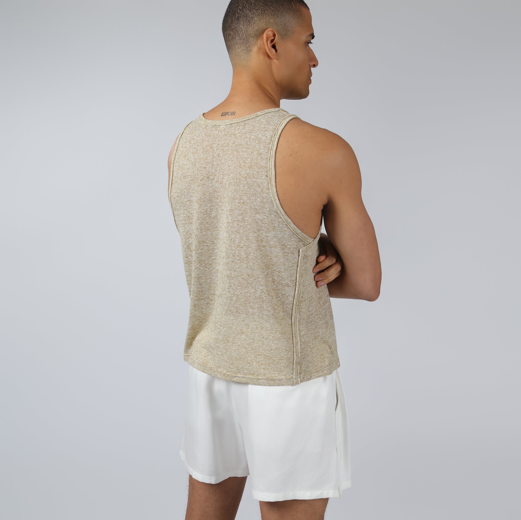 NEW- Sand Driftstone Linen Muscle Tee
