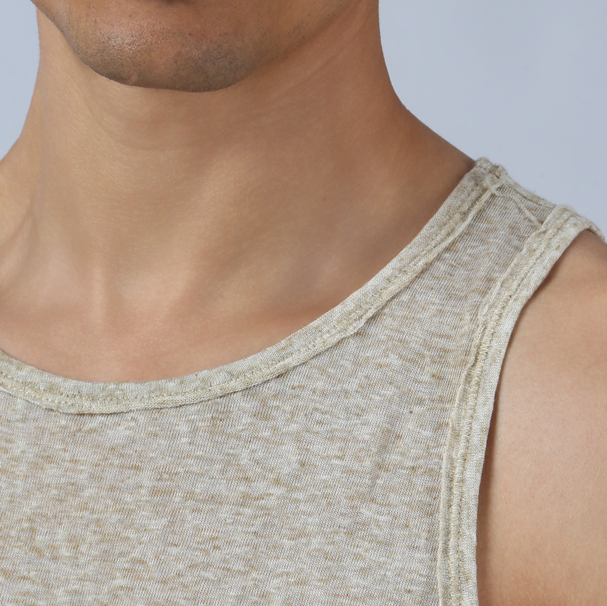 NEW- Sand Driftstone Linen Muscle Tee
