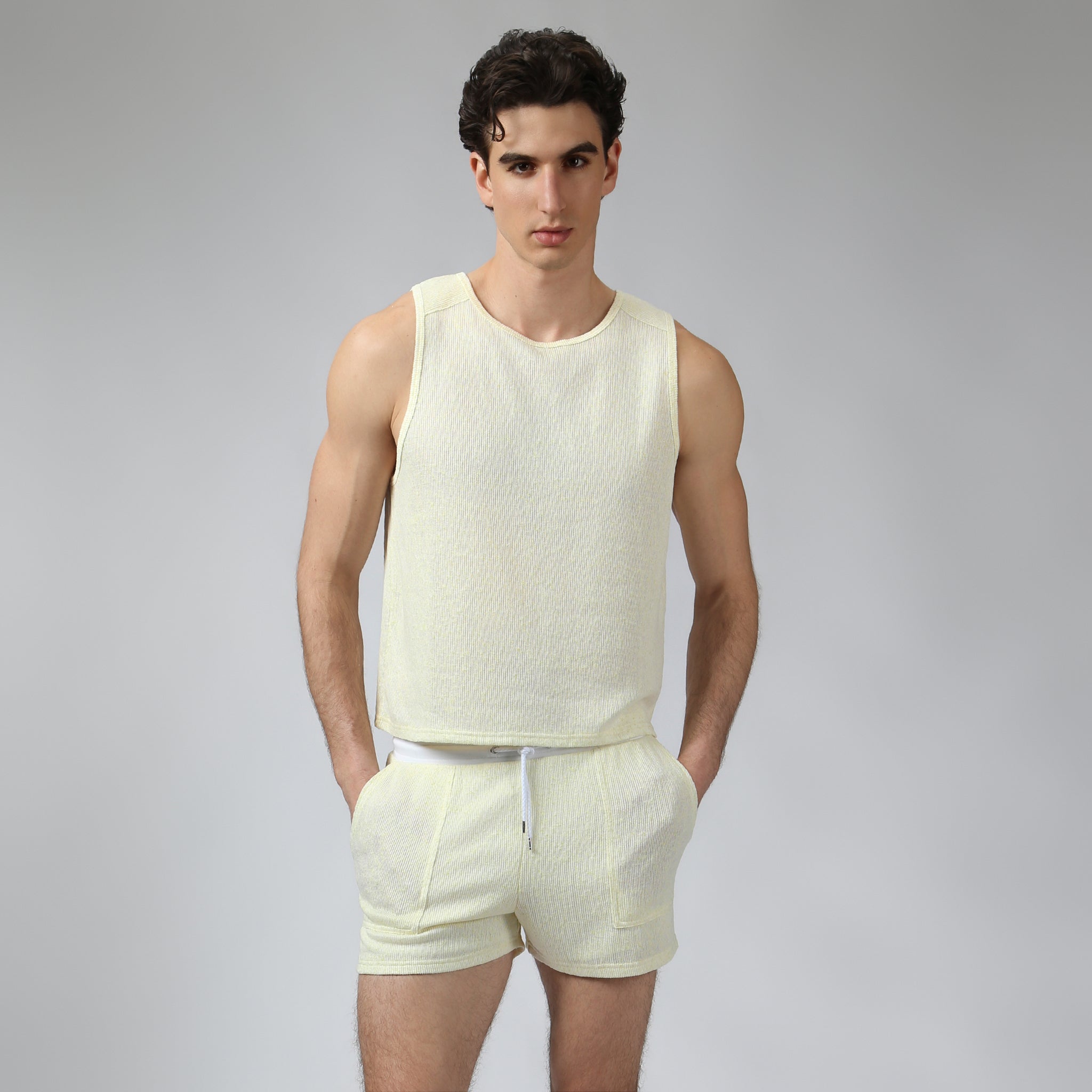Key Lime Pointillist Muscle Tee - Parke & Ronen