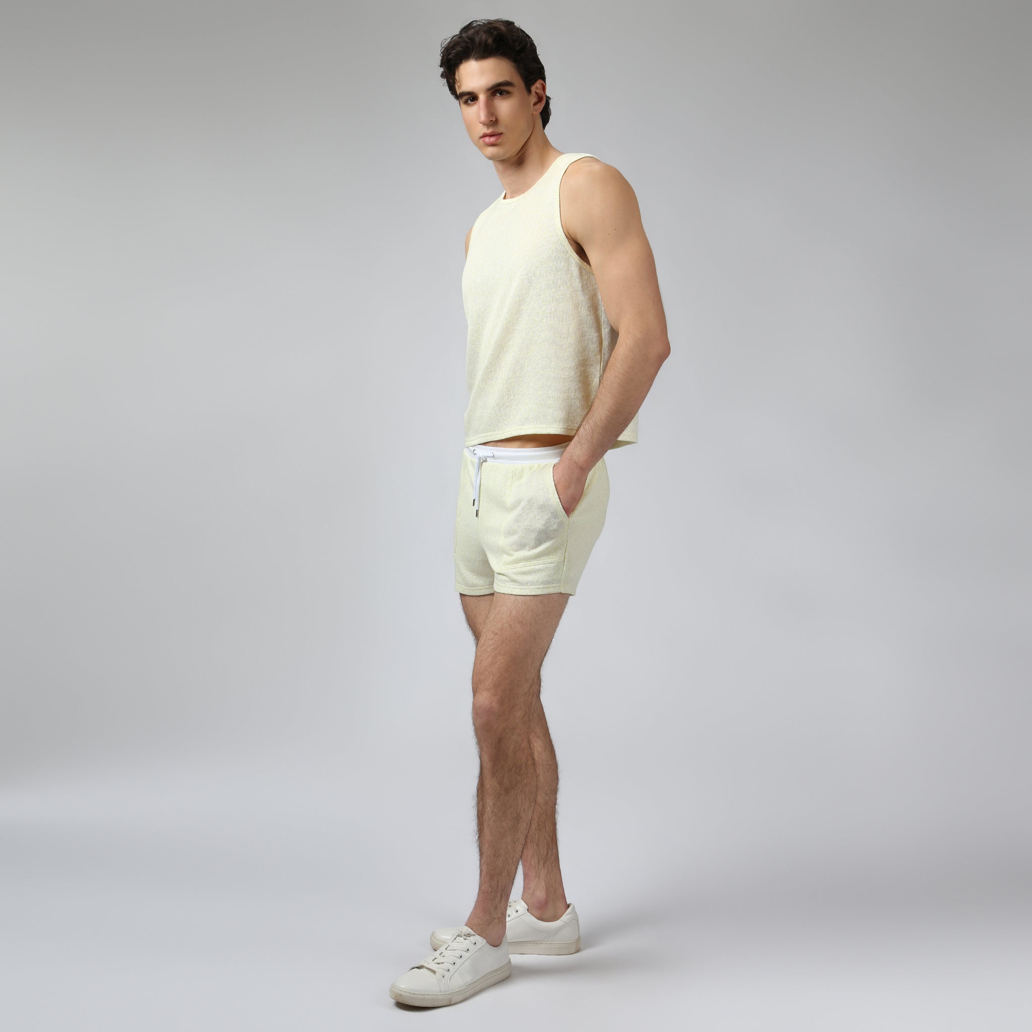 Key Lime Pointillist Muscle Tee - Parke & Ronen