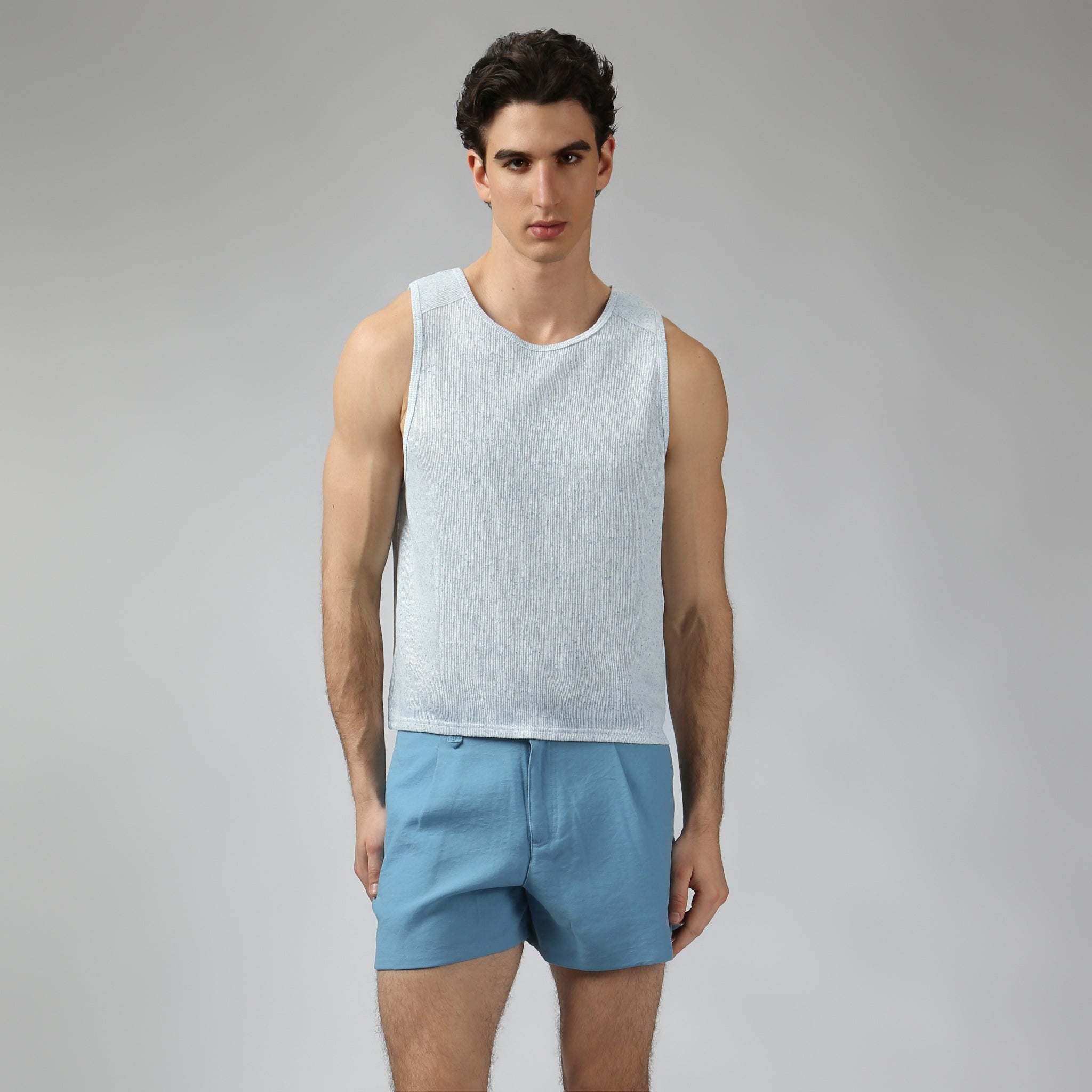Sea Mist Pointillist Muscle Tee - Parke & Ronen