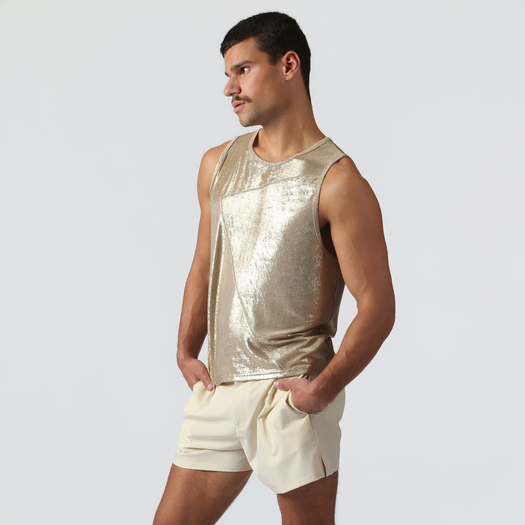NEW- Ivory Gold Spettacolo Muscle Tee