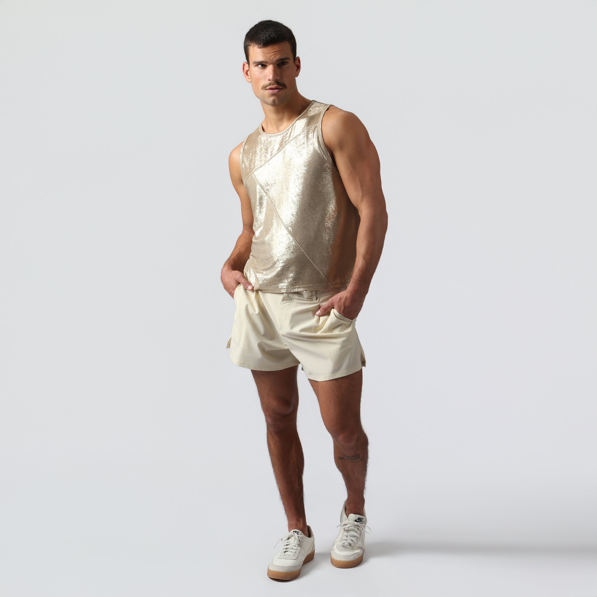 NEW- Ivory Gold Spettacolo Muscle Tee