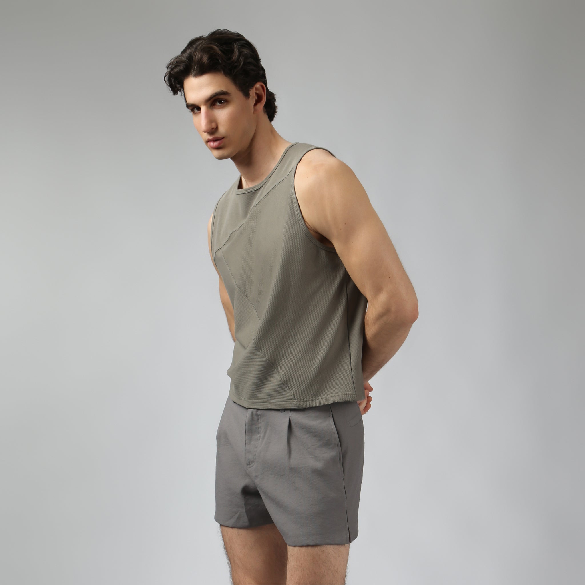 Army Beach Walk Rib Muscle Tee - Parke & Ronen