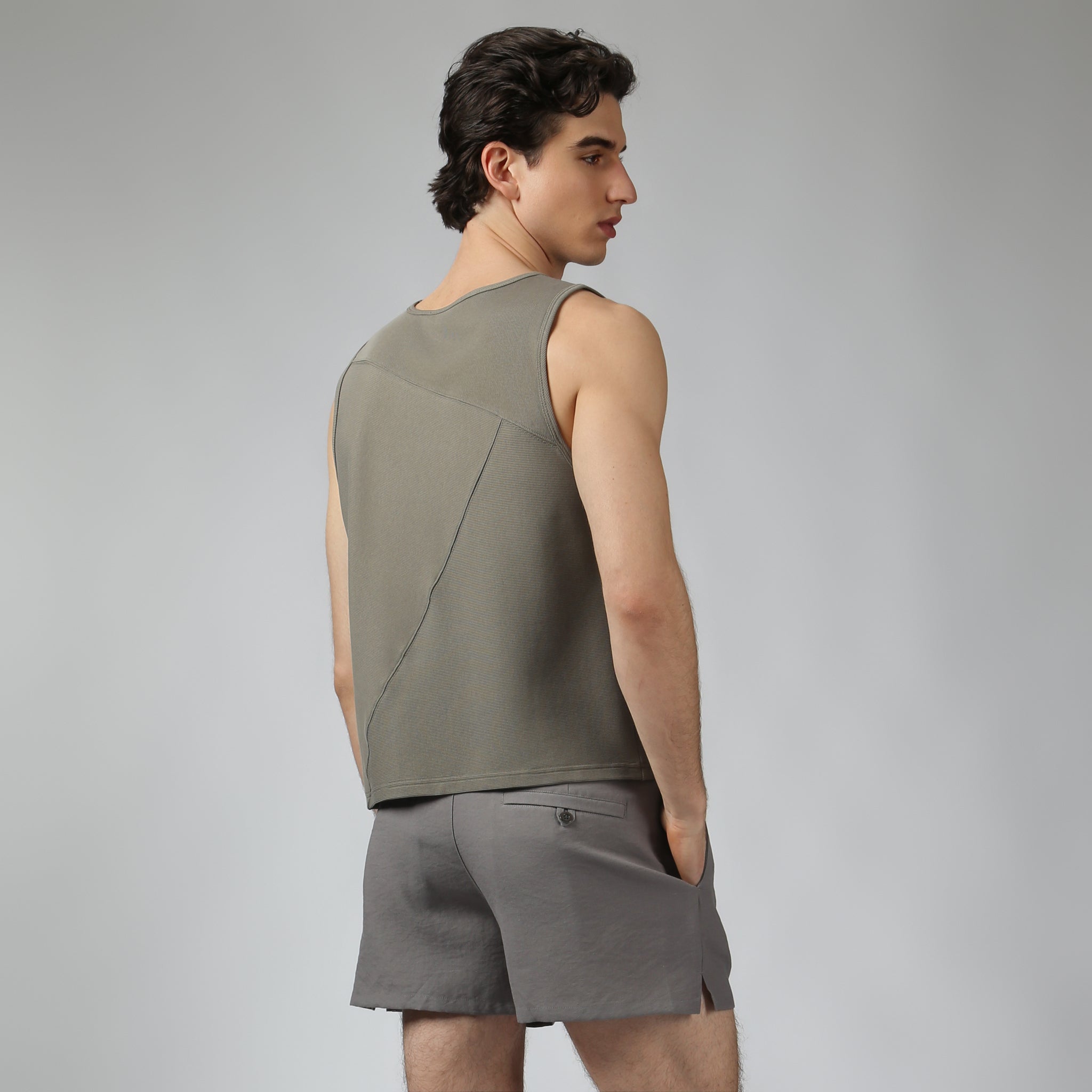 Army Beach Walk Rib Muscle Tee - Parke & Ronen