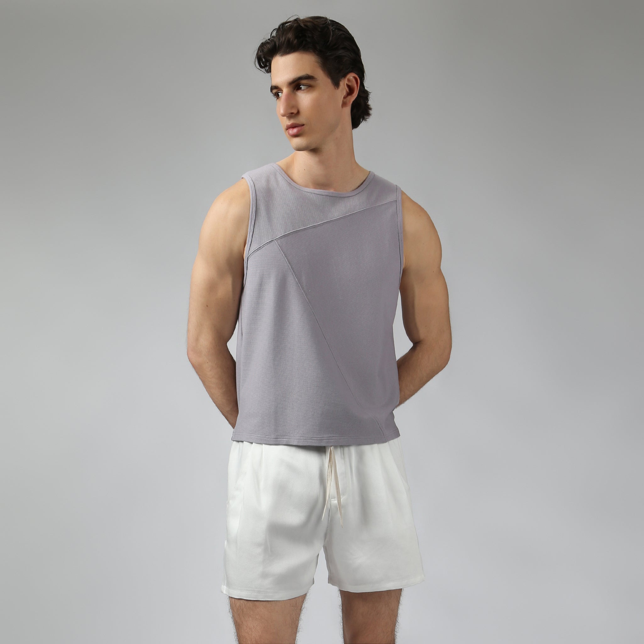 Lavender Beach Walk Rib Muscle Tee - Parke & Ronen
