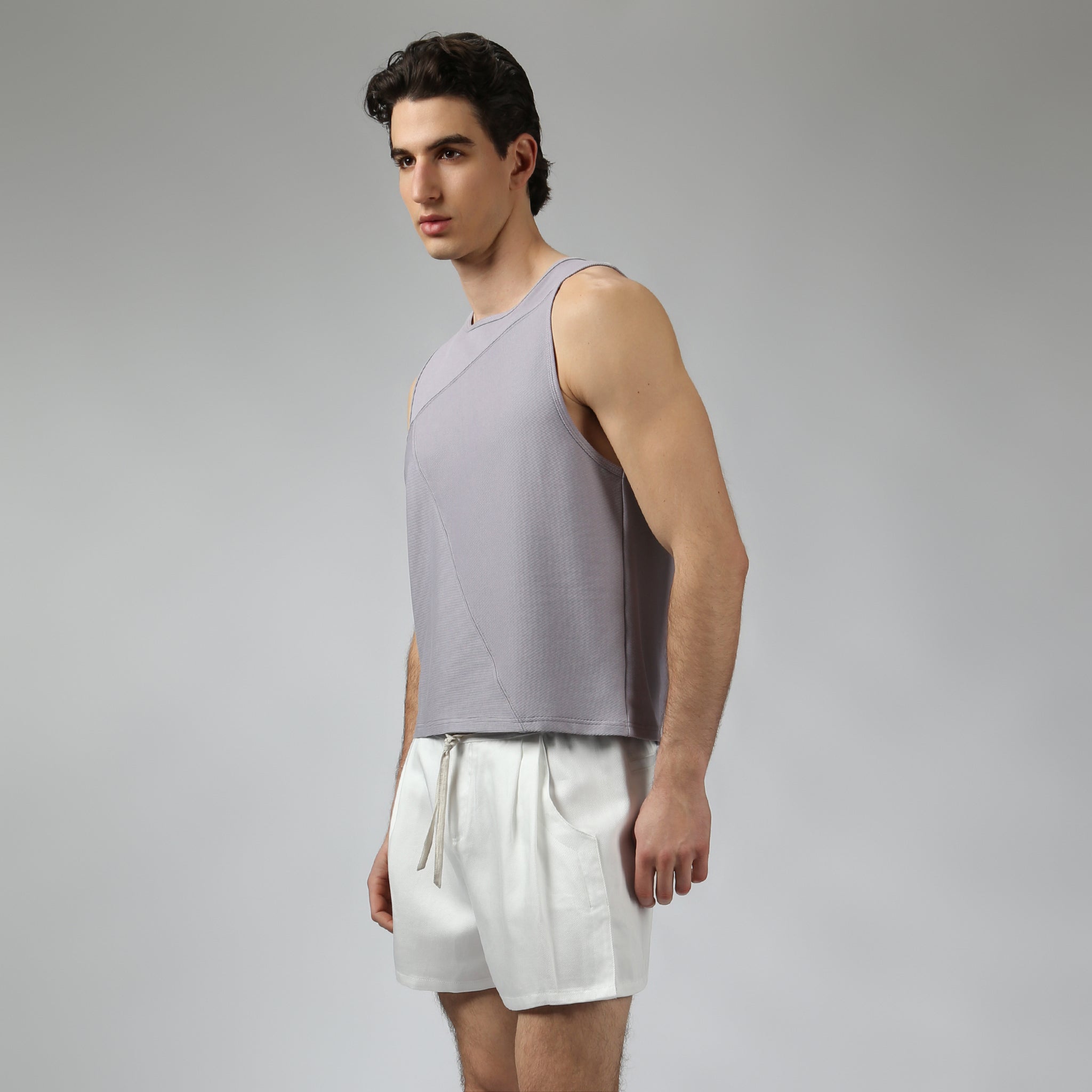 Lavender Beach Walk Rib Muscle Tee - Parke & Ronen