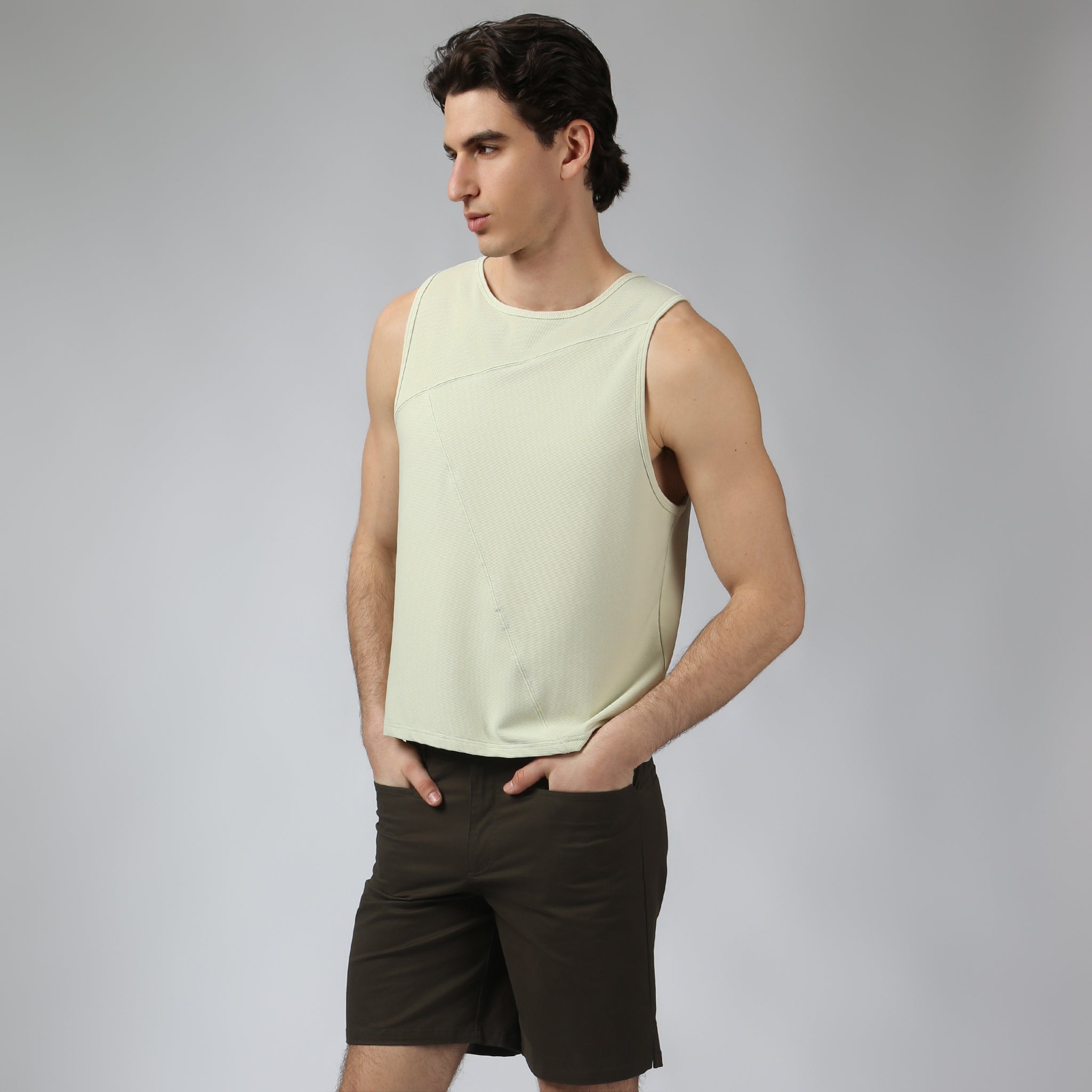 Sage Beach Walk Rib Muscle Tee - Parke & Ronen