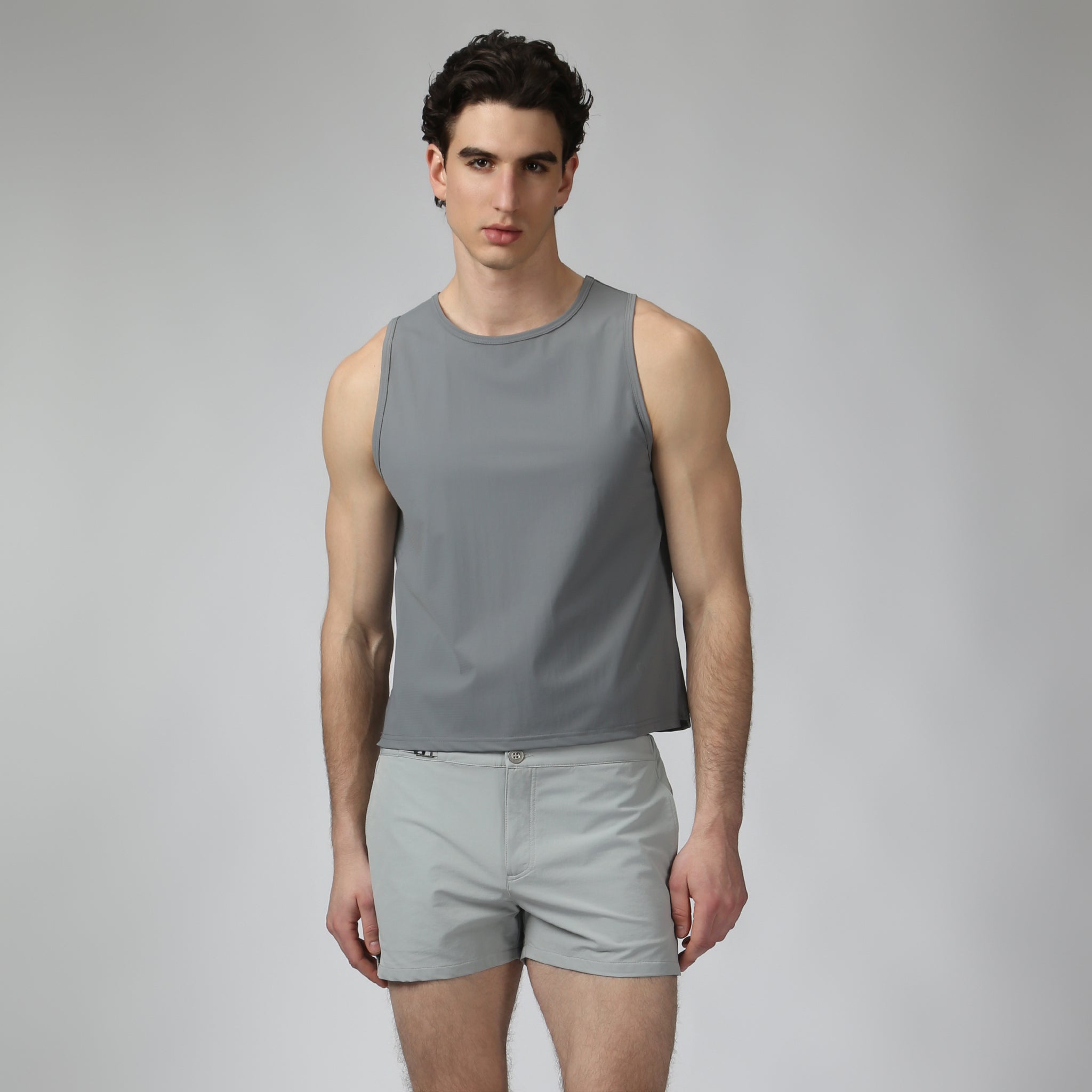 Grey Kinetic Rib Muscle Tee - Parke & Ronen