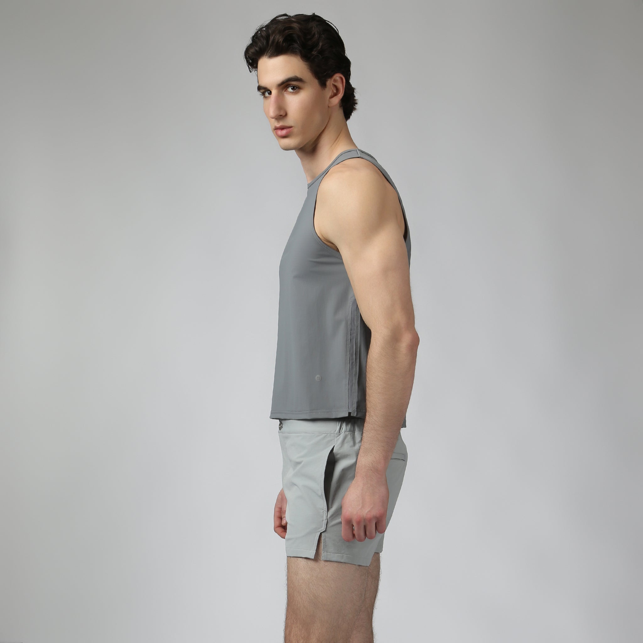 Grey Kinetic Rib Muscle Tee - Parke & Ronen