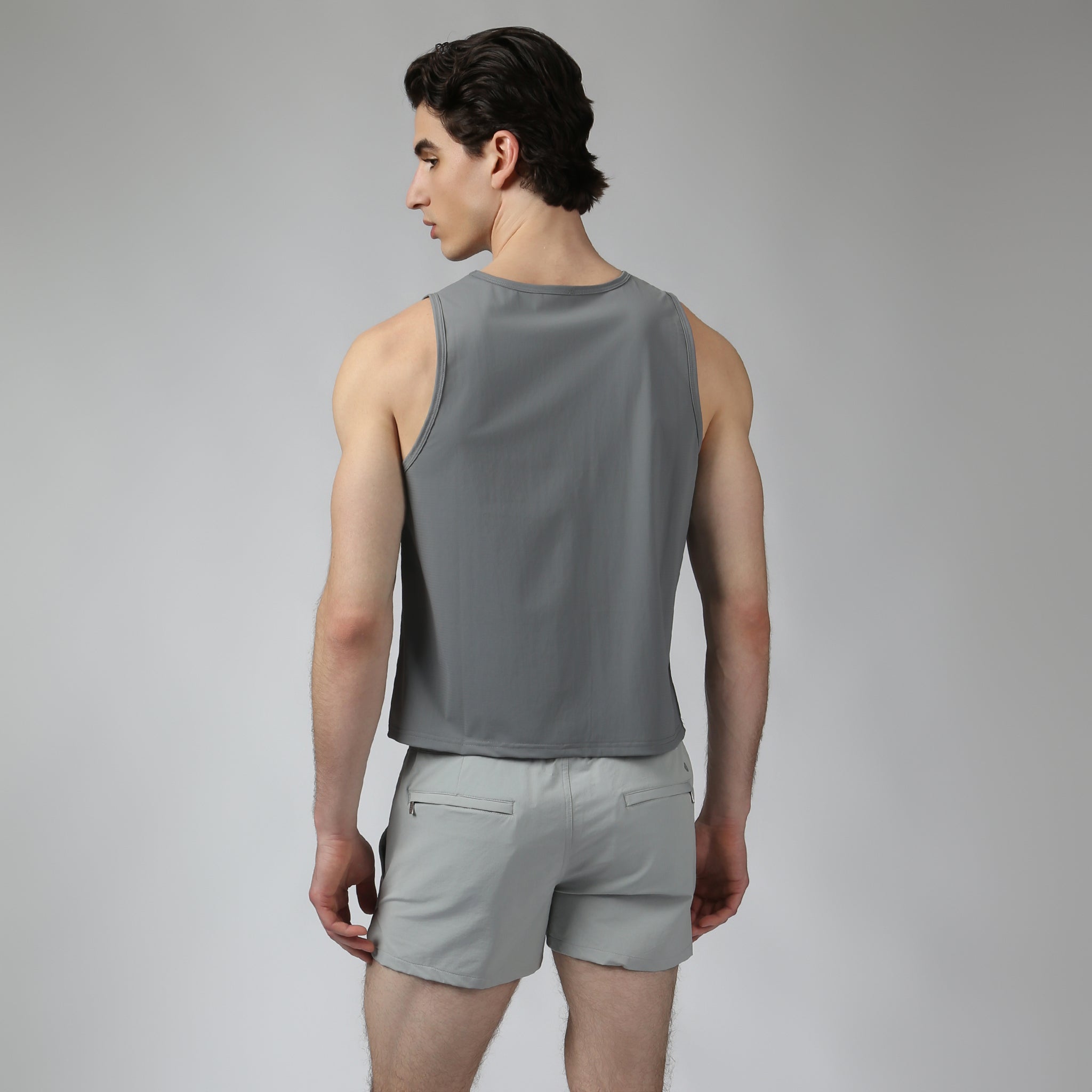 Grey Kinetic Rib Muscle Tee - Parke & Ronen