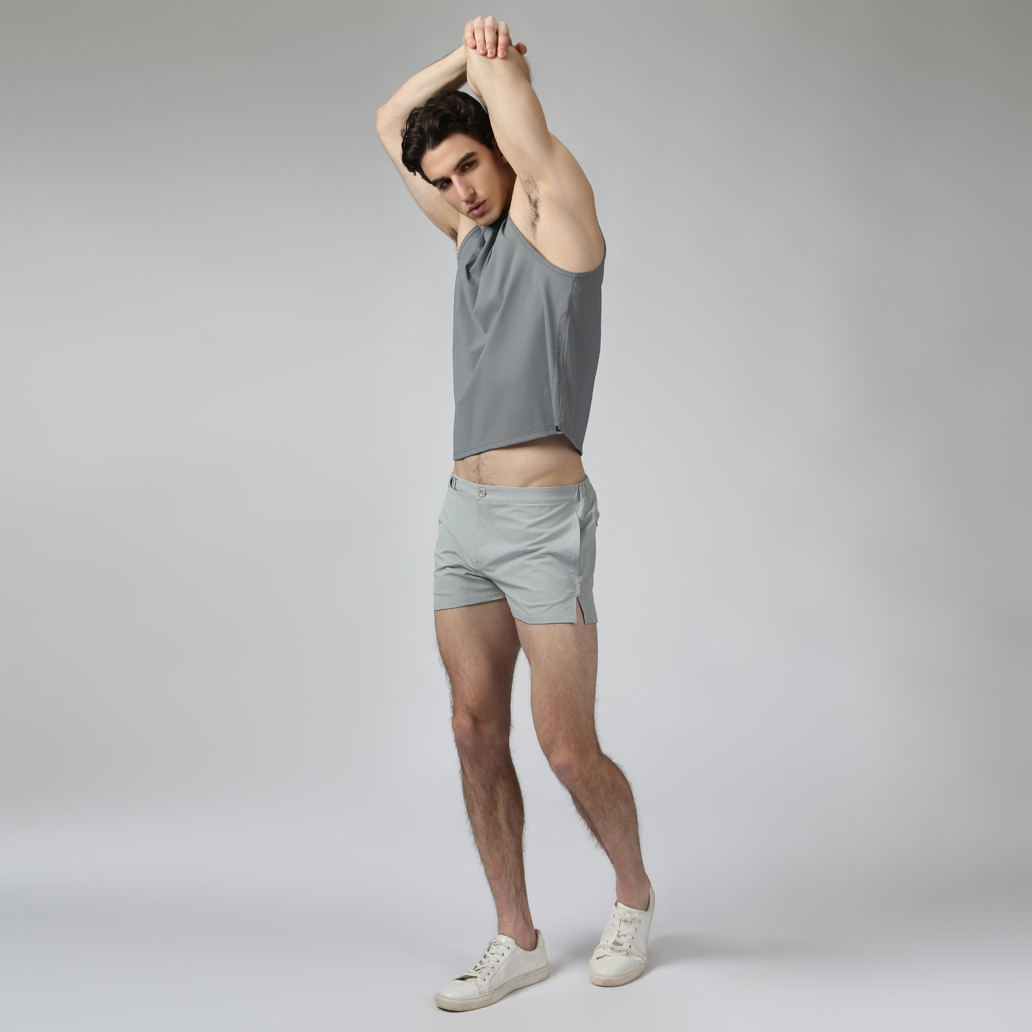 Grey Kinetic Rib Muscle Tee - Parke & Ronen