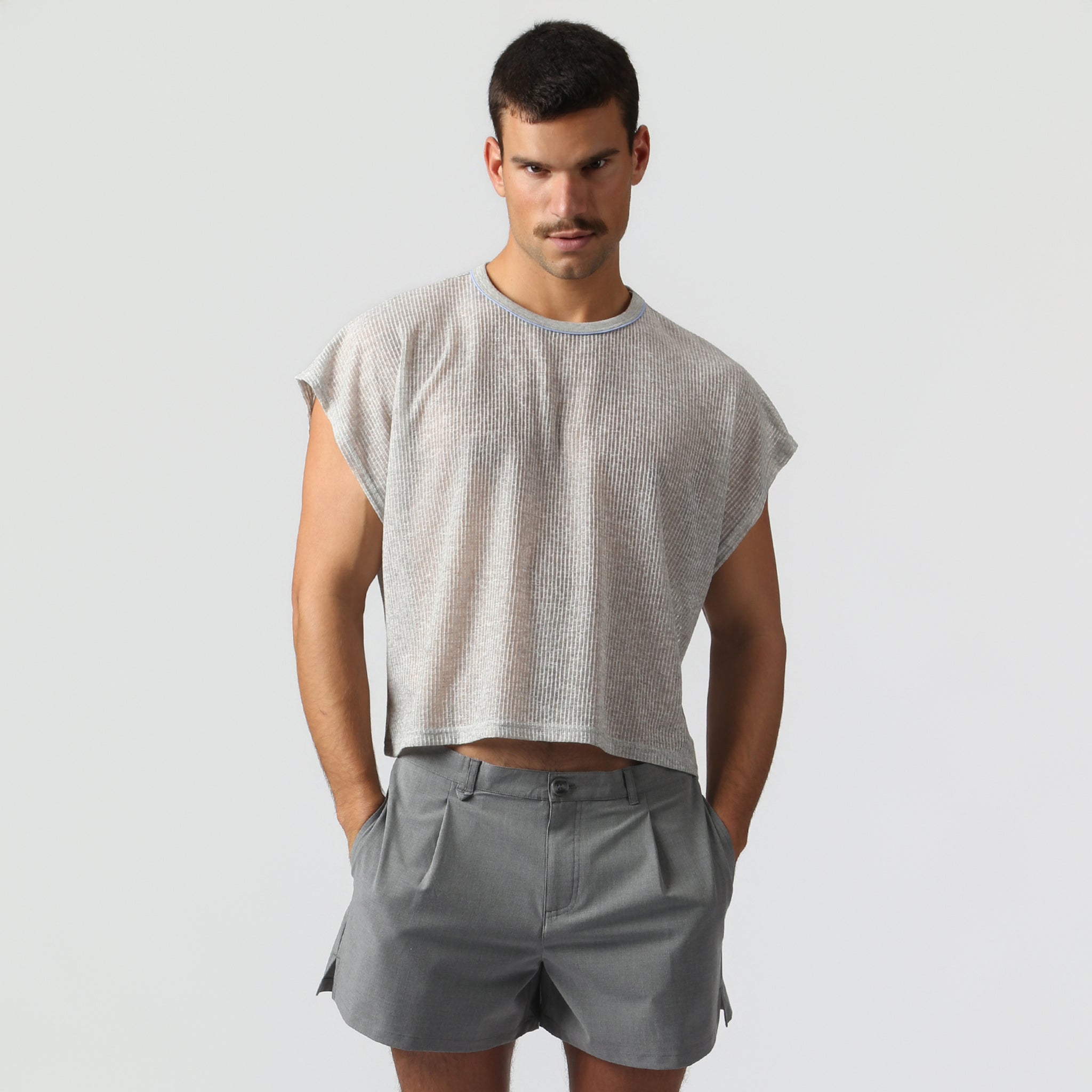 NEW-  Soft Grey Sereno Rib Tee