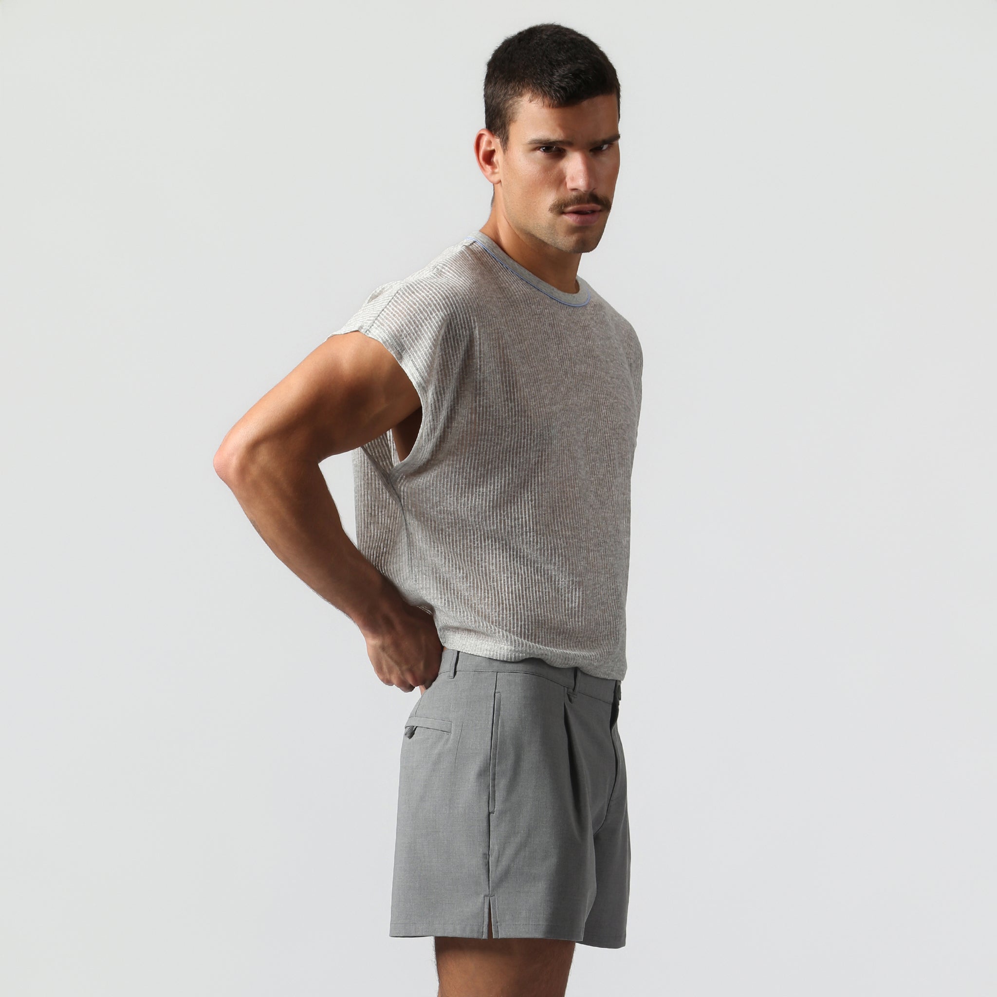 NEW-  Soft Grey Sereno Rib Tee