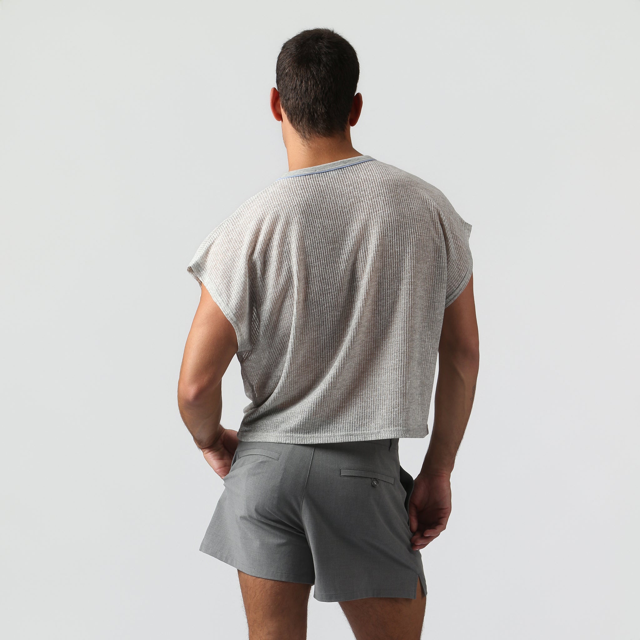 NEW-  Soft Grey Sereno Rib Tee