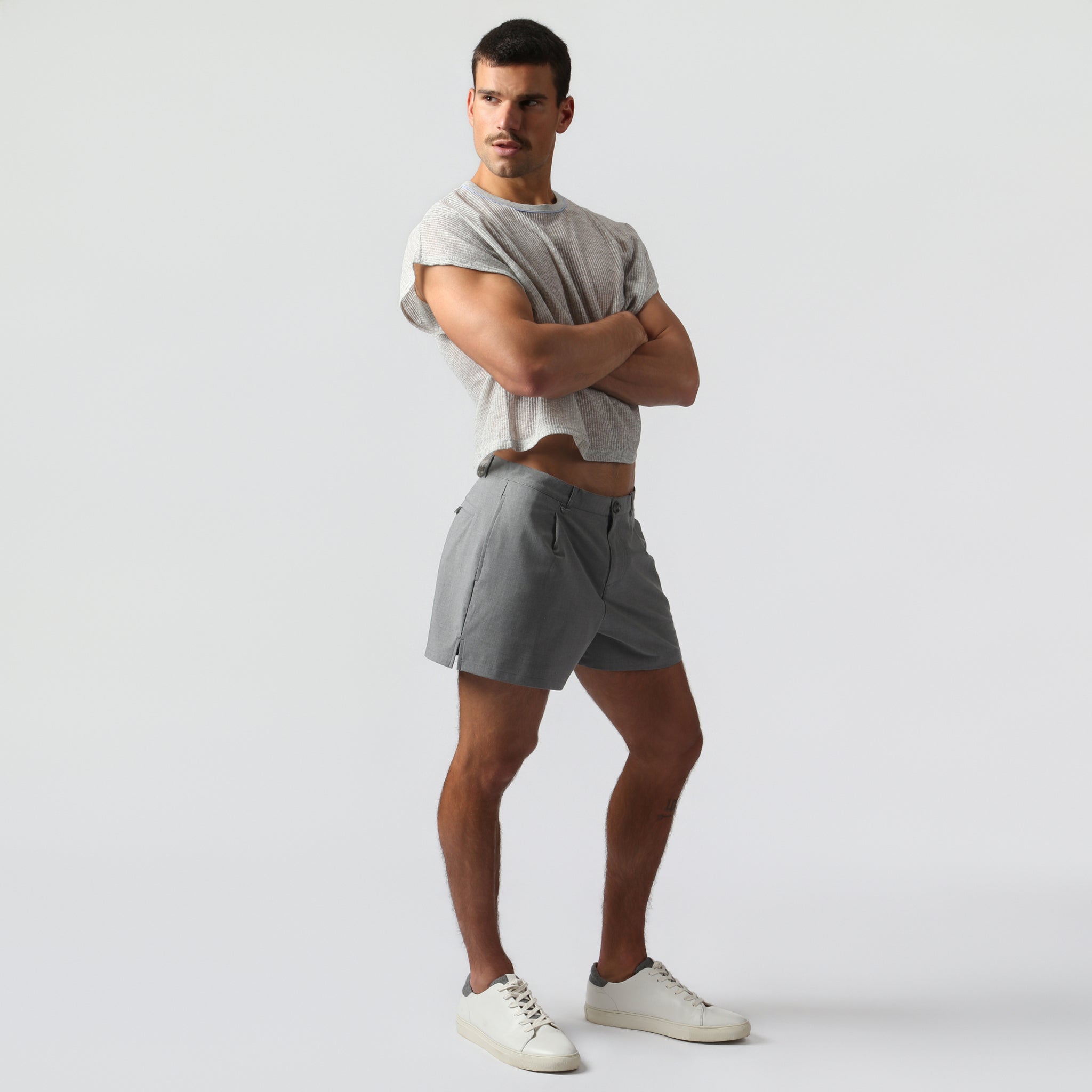 NEW-  Soft Grey Sereno Rib Tee
