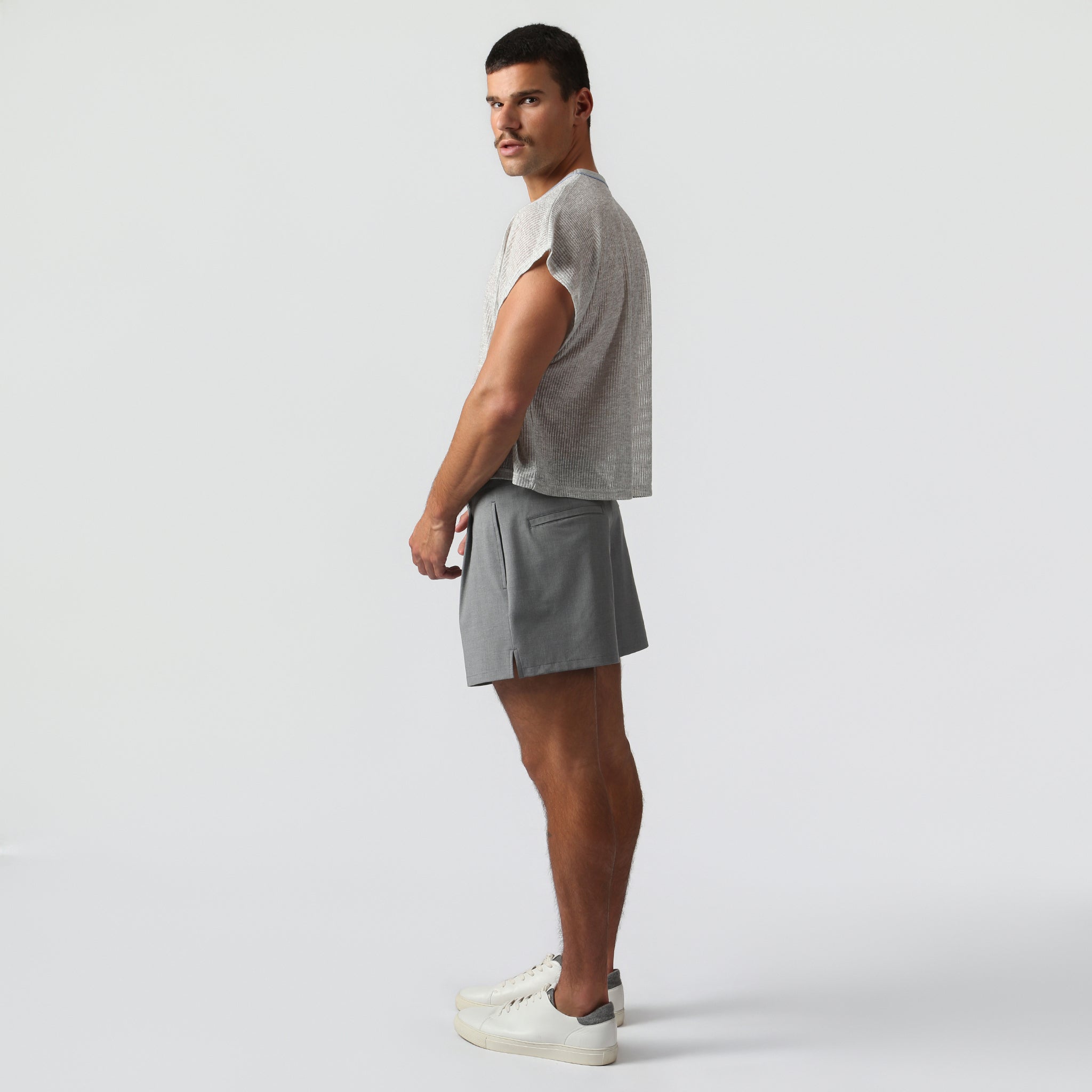 NEW-  Soft Grey Sereno Rib Tee