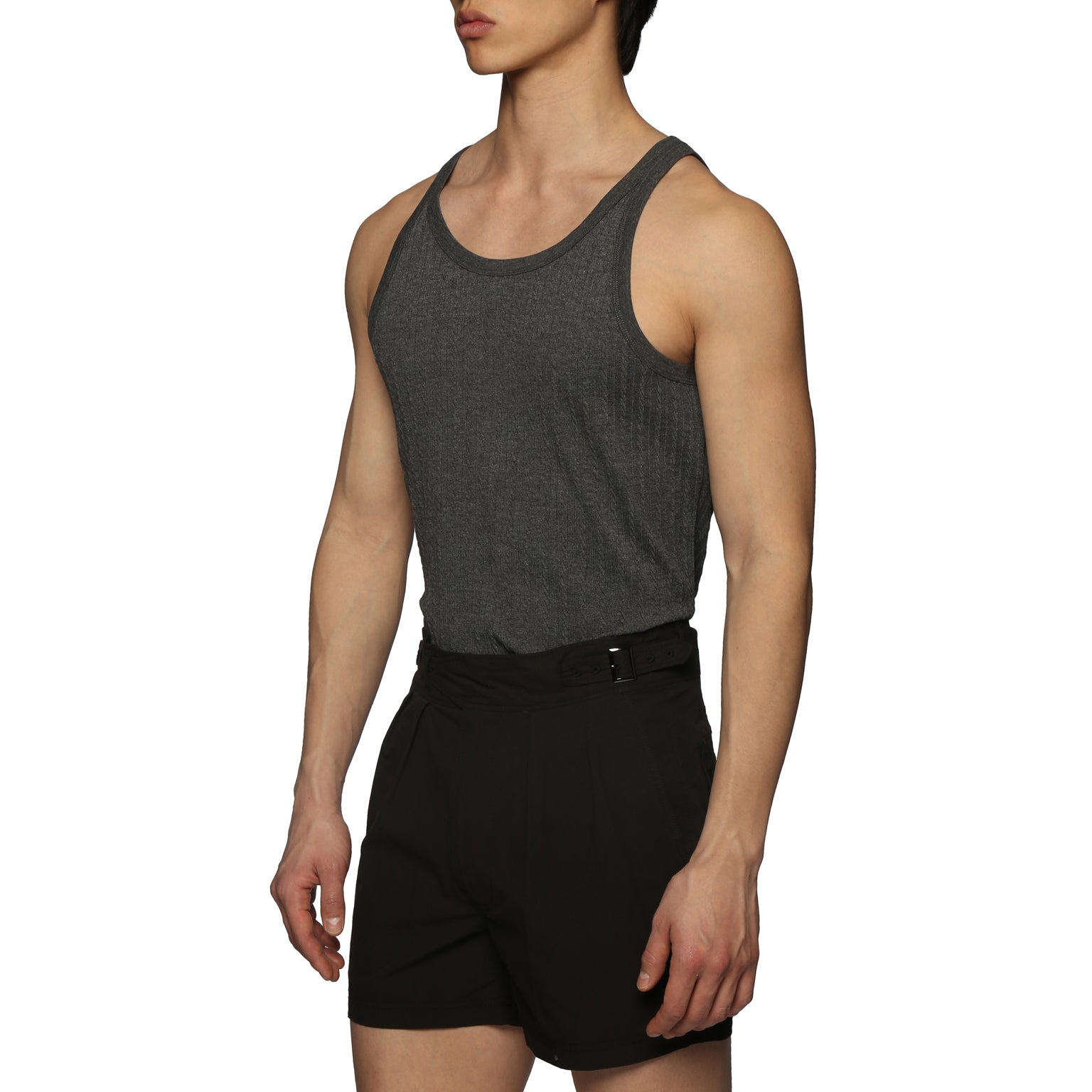SPRING '24- Heather Charcoal Cable Knit Firenze Tank