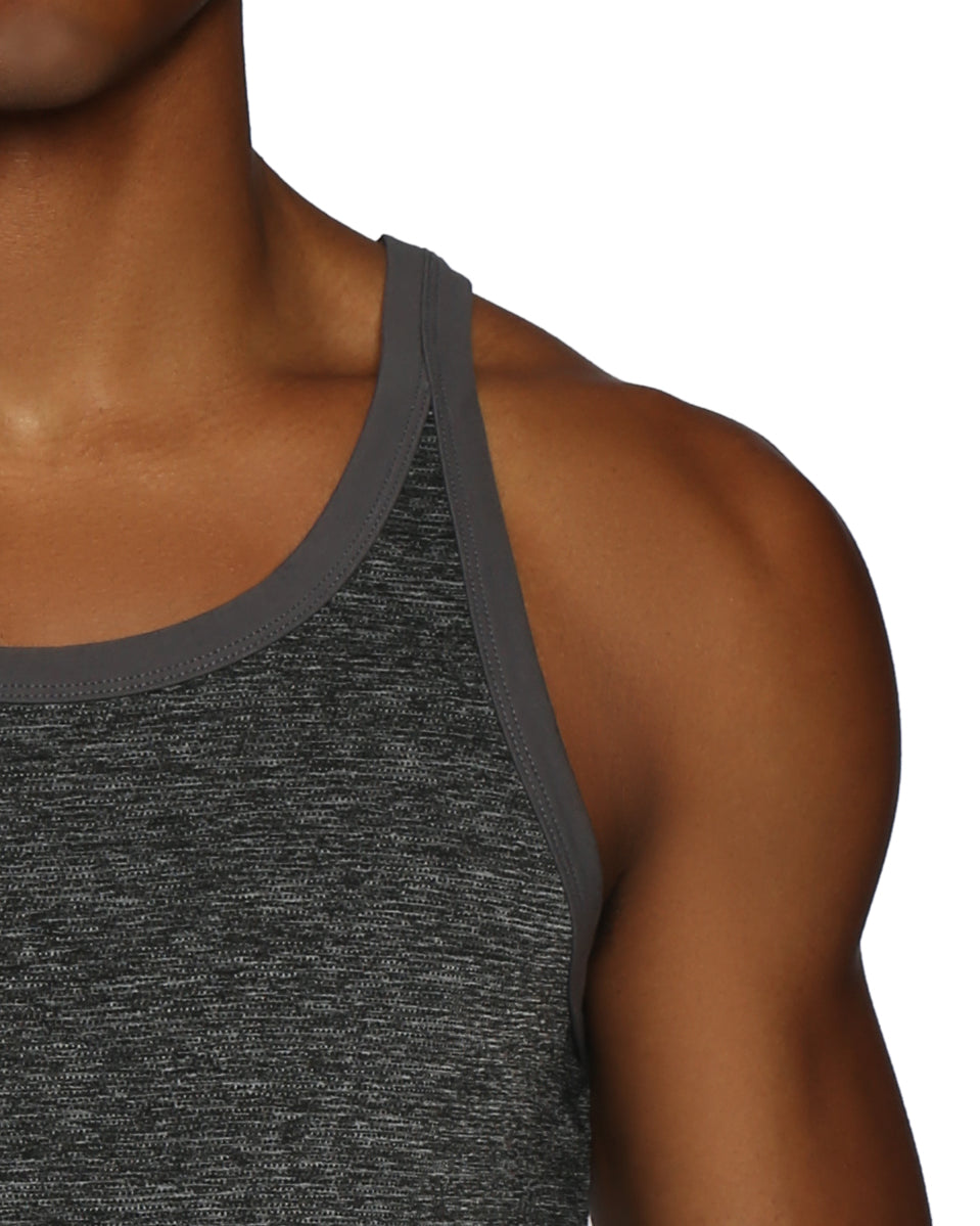 ACTIONWEAR Heather Black Mako Nylon Roxy Tank - parke & ronen