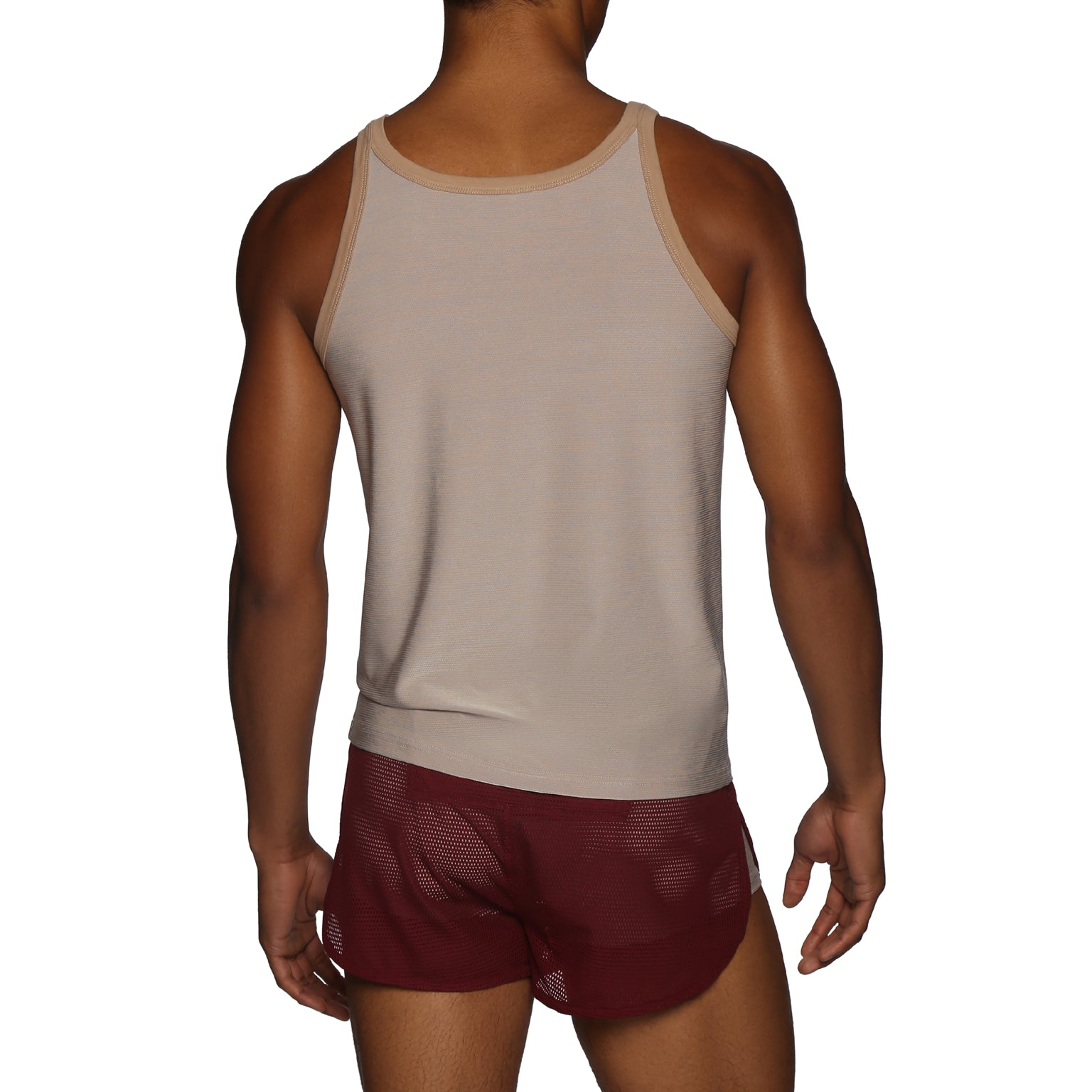 ACTIONWEAR Oyster Beige Mako Nylon Roxy Tank - parke & ronen