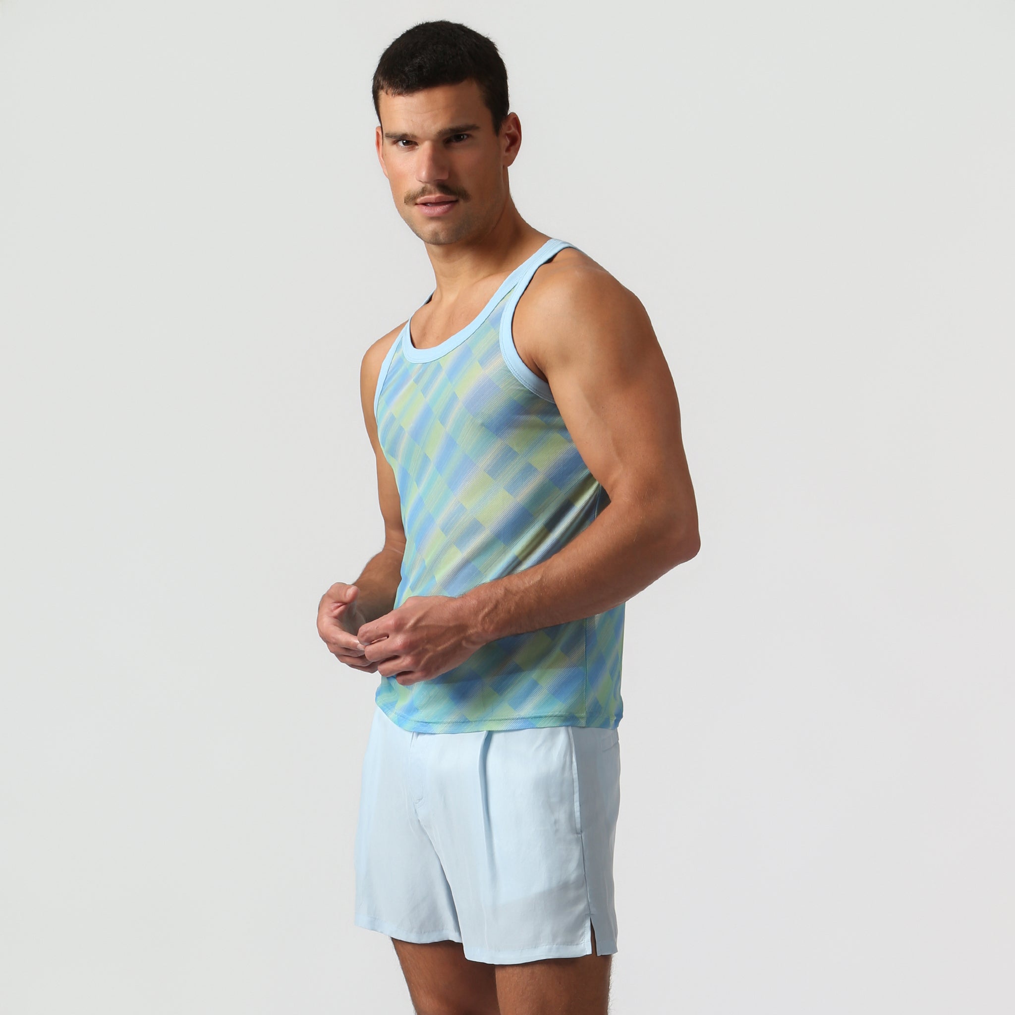 NEW- Azure Twilo Print Mesh Roxy Tank
